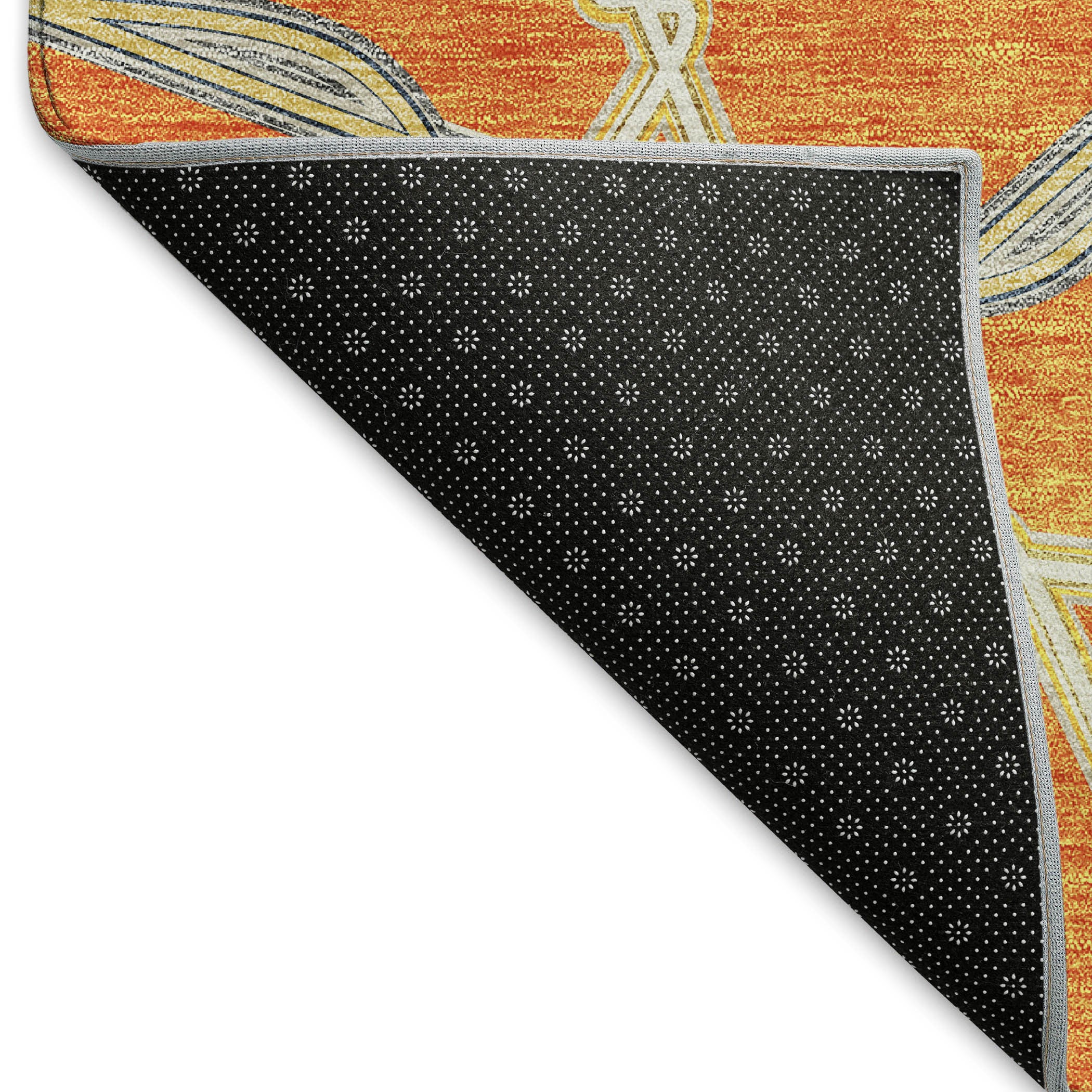 8' X 10' Orange Ivory And Blue Geometric Washable Area Rug With UV Protection - Home & Garden