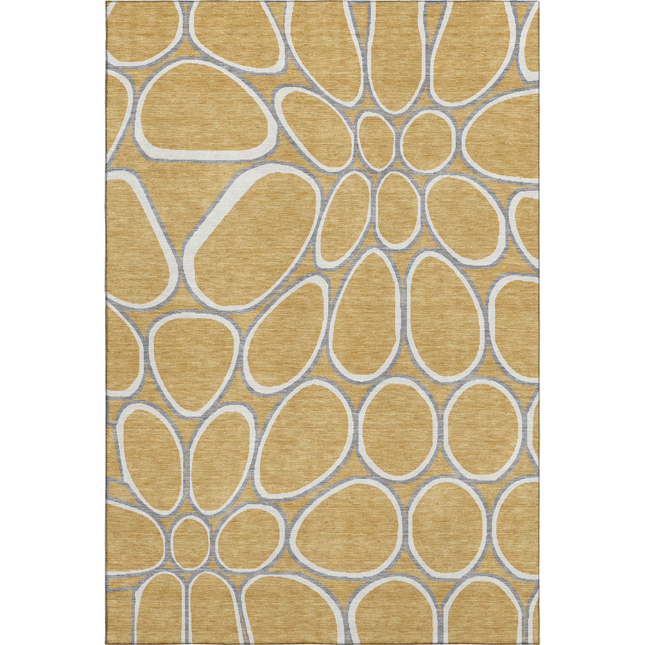 10' X 14' Gold Ivory And Gray Geometric Washable Area Rug With UV Protection - Home & Garden