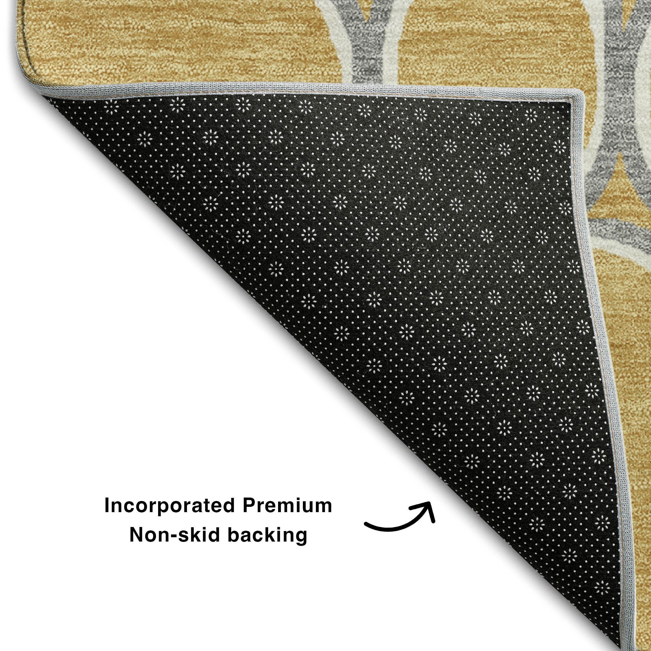 10' X 14' Gold Ivory And Gray Geometric Washable Area Rug With UV Protection - Home & Garden