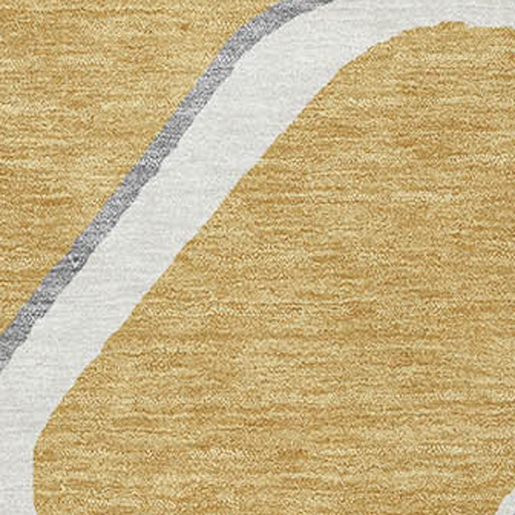 10' X 14' Gold Ivory And Gray Geometric Washable Area Rug With UV Protection - Home & Garden
