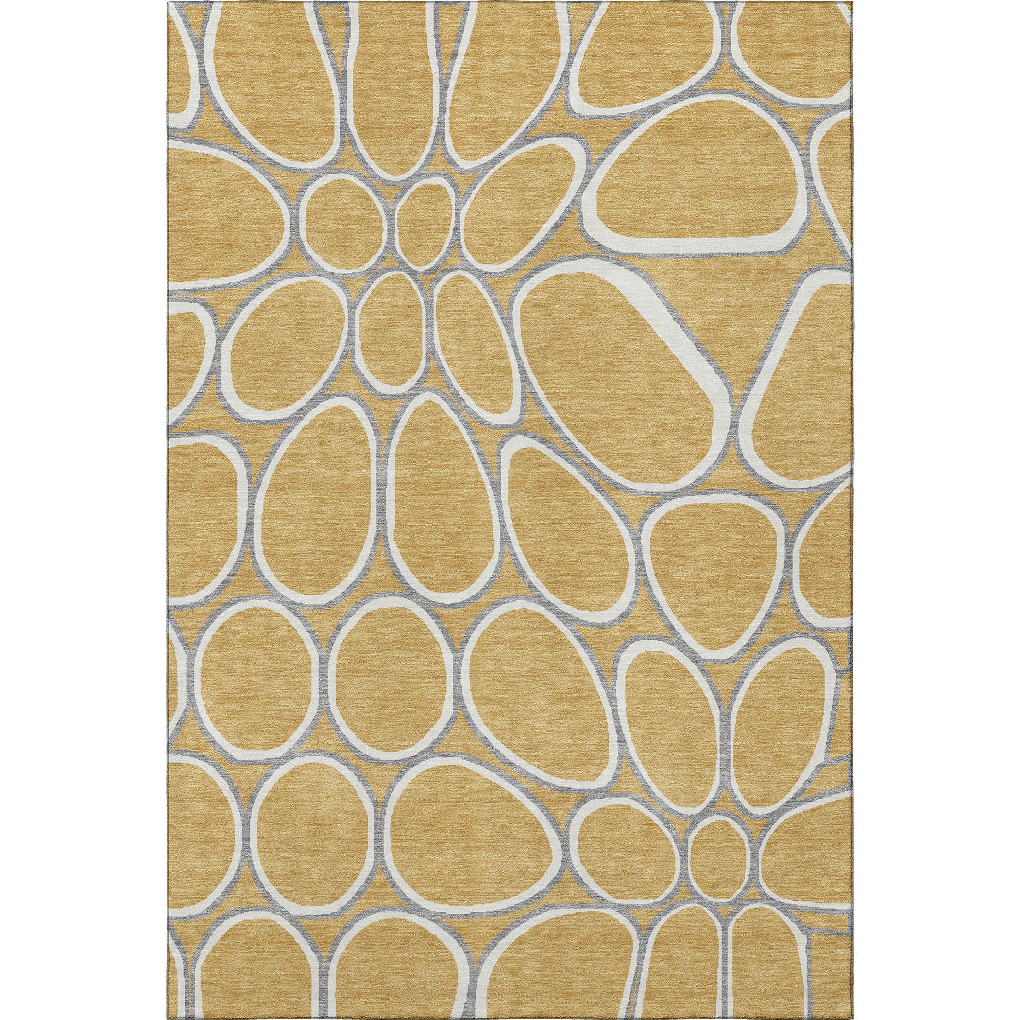 10' X 14' Gold Ivory And Gray Geometric Washable Area Rug With UV Protection - Home & Garden
