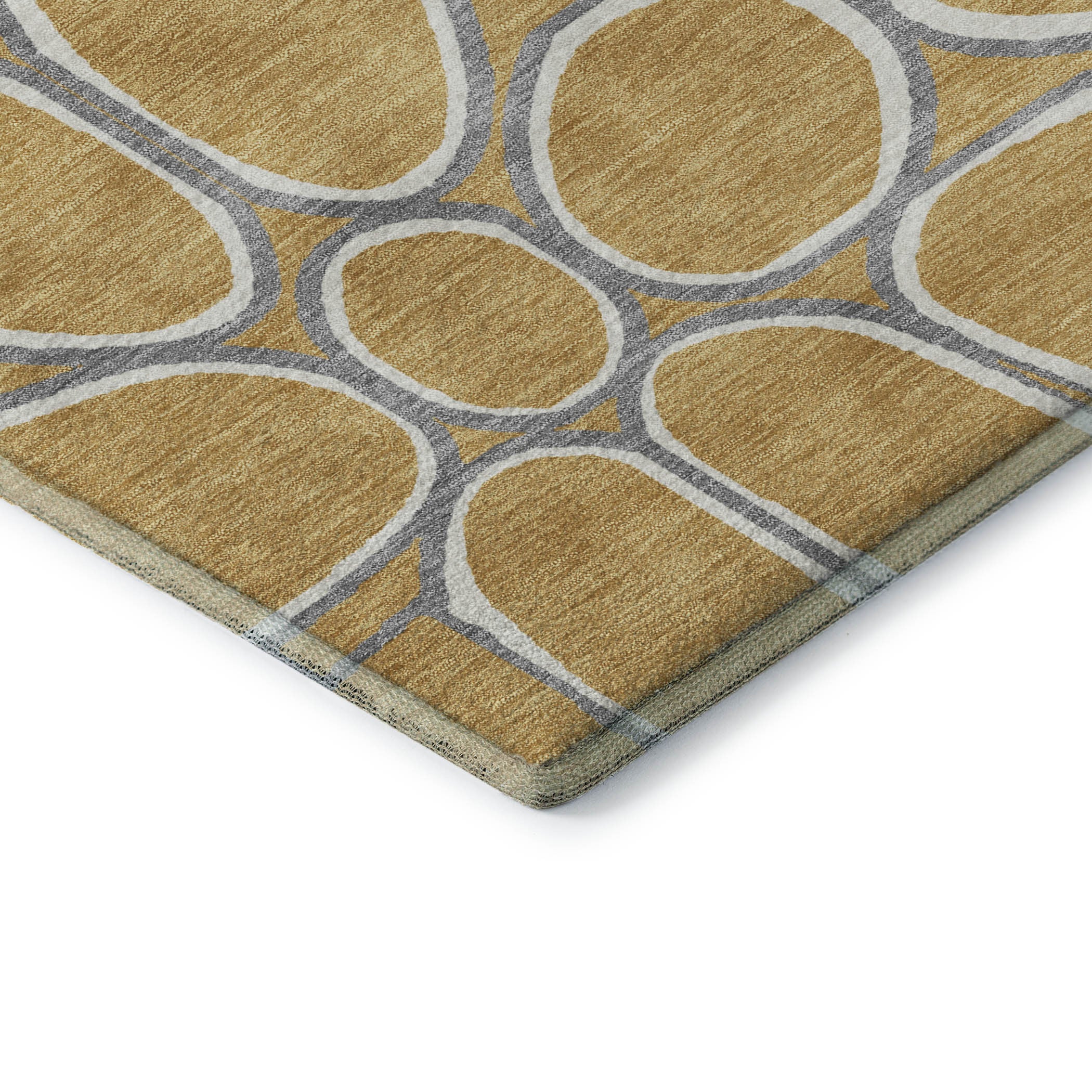10' X 14' Gold Ivory And Gray Geometric Washable Area Rug With UV Protection - Home & Garden