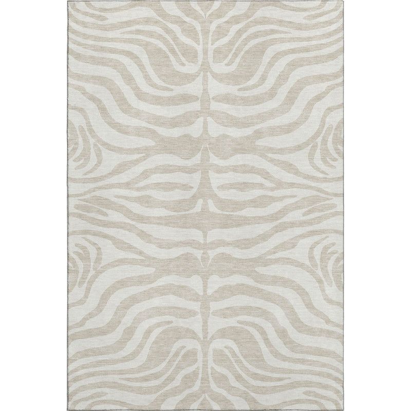 5' X 8' Beige And Ivory Animal Print Washable Area Rug With UV Protection - Home & Garden