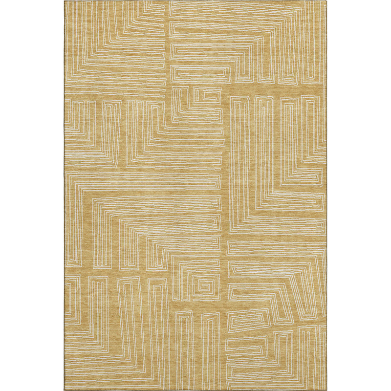 10' X 14' Gold And Ivory Geometric Washable Area Rug With UV Protection - Home & Garden