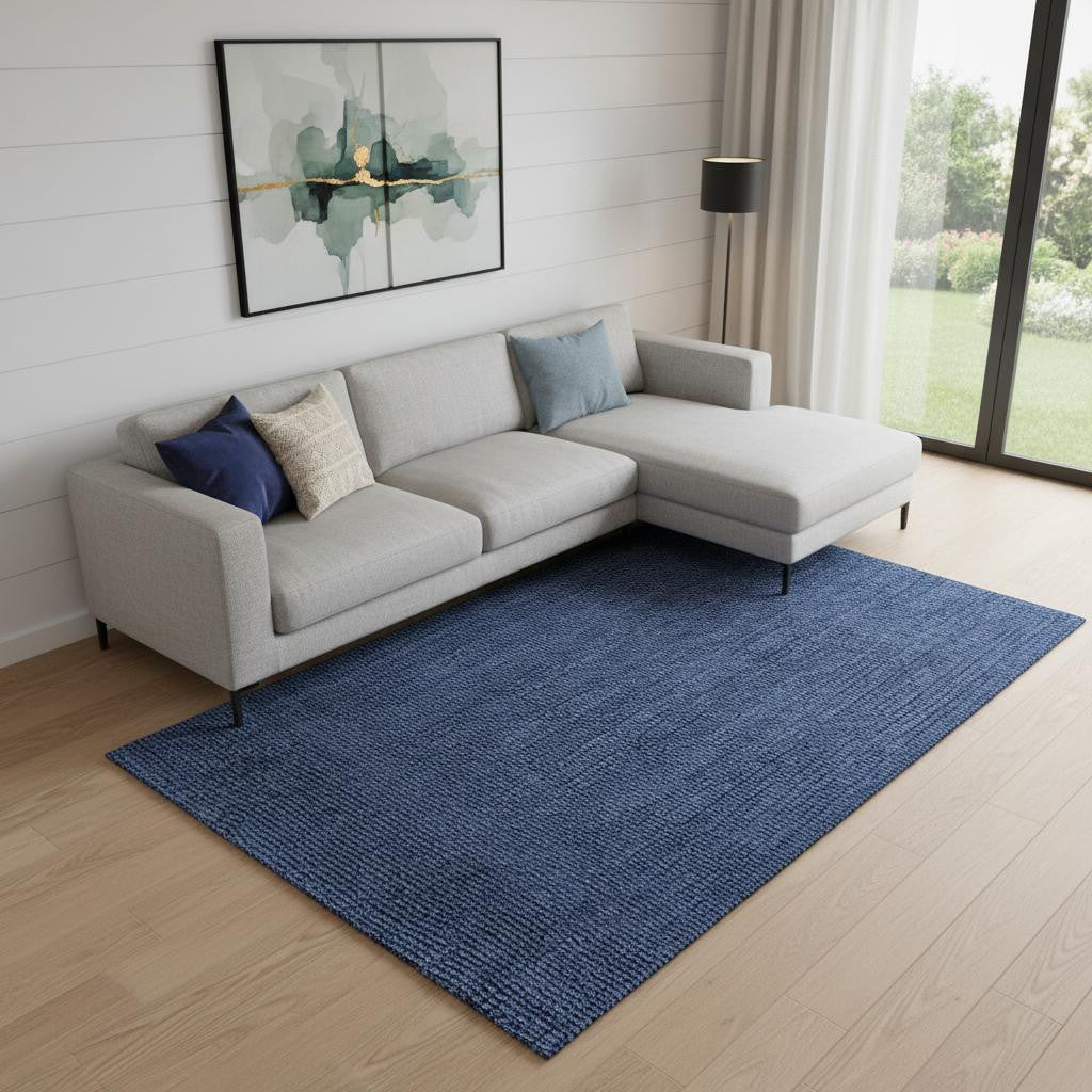 6' X 9' Navy Blue Jute Handmade Area Rug - Home & Garden
