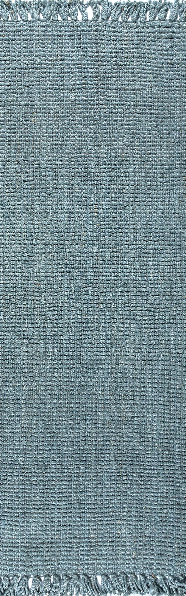 14' Light Blue Jute Handmade Runner Rug With Fringe - Home & Garden