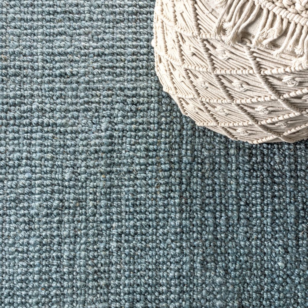 14' Light Blue Jute Handmade Runner Rug With Fringe - Home & Garden