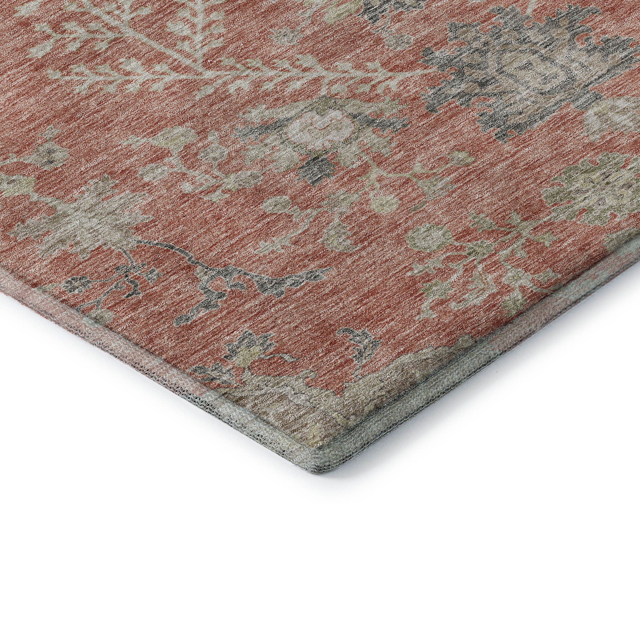 10' X 14' Coral Beige And Taupe Floral Washable Area Rug With UV Protection - Home & Garden