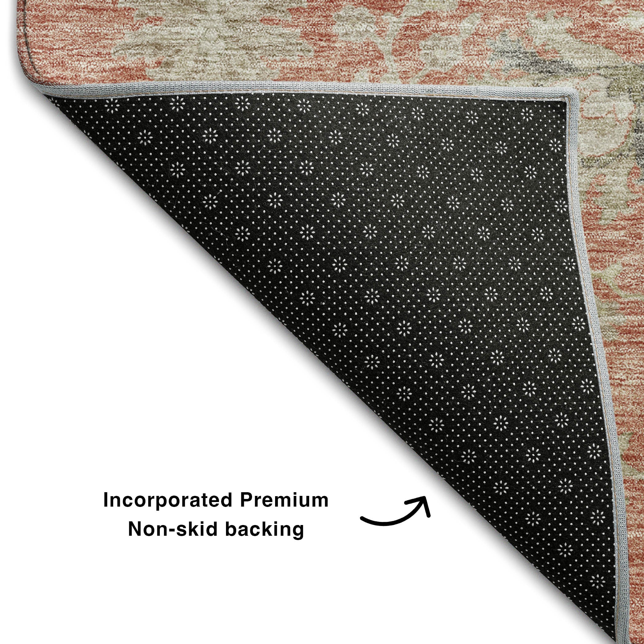 10' X 14' Coral Beige And Taupe Floral Washable Area Rug With UV Protection - Home & Garden