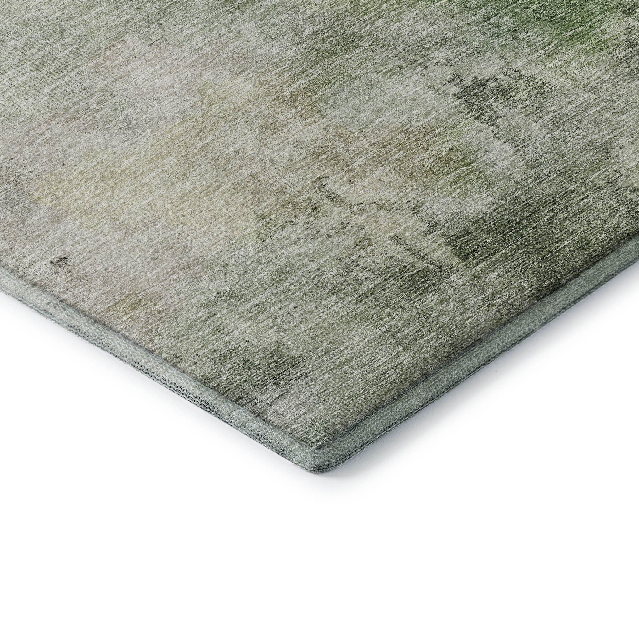 5' X 8' Artichoke Green And Beige Abstract Washable Area Rug With UV Protection - Home & Garden