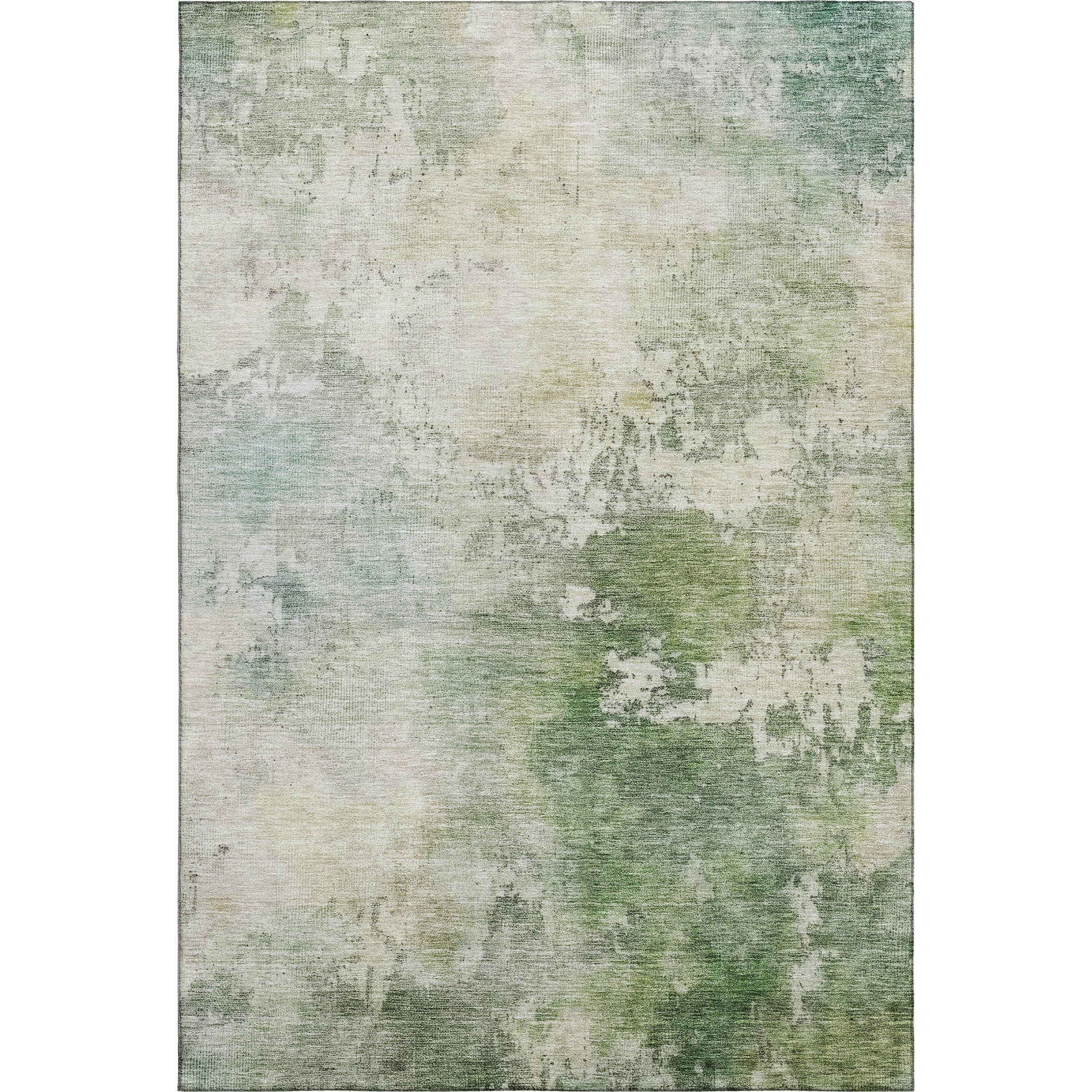 5' X 8' Artichoke Green And Beige Abstract Washable Area Rug With UV Protection - Home & Garden
