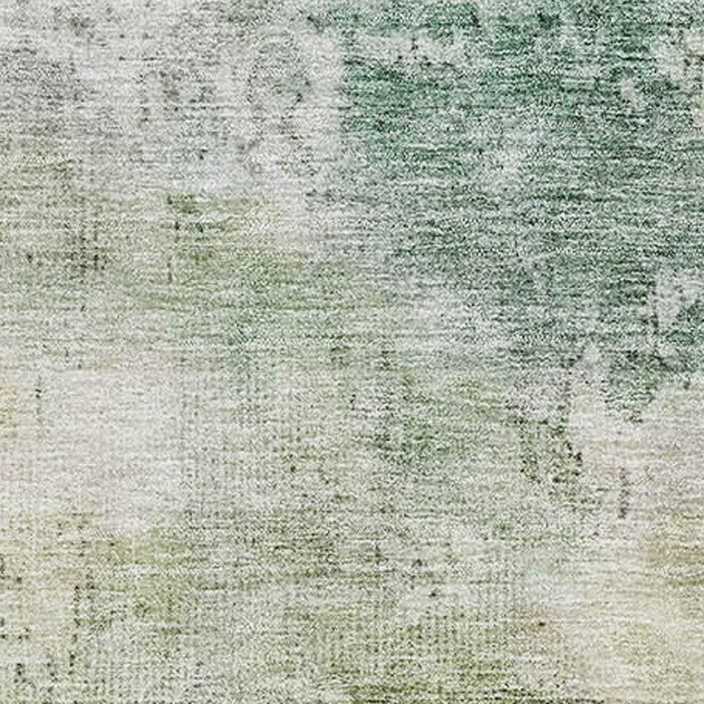 5' X 8' Artichoke Green And Beige Abstract Washable Area Rug With UV Protection - Home & Garden