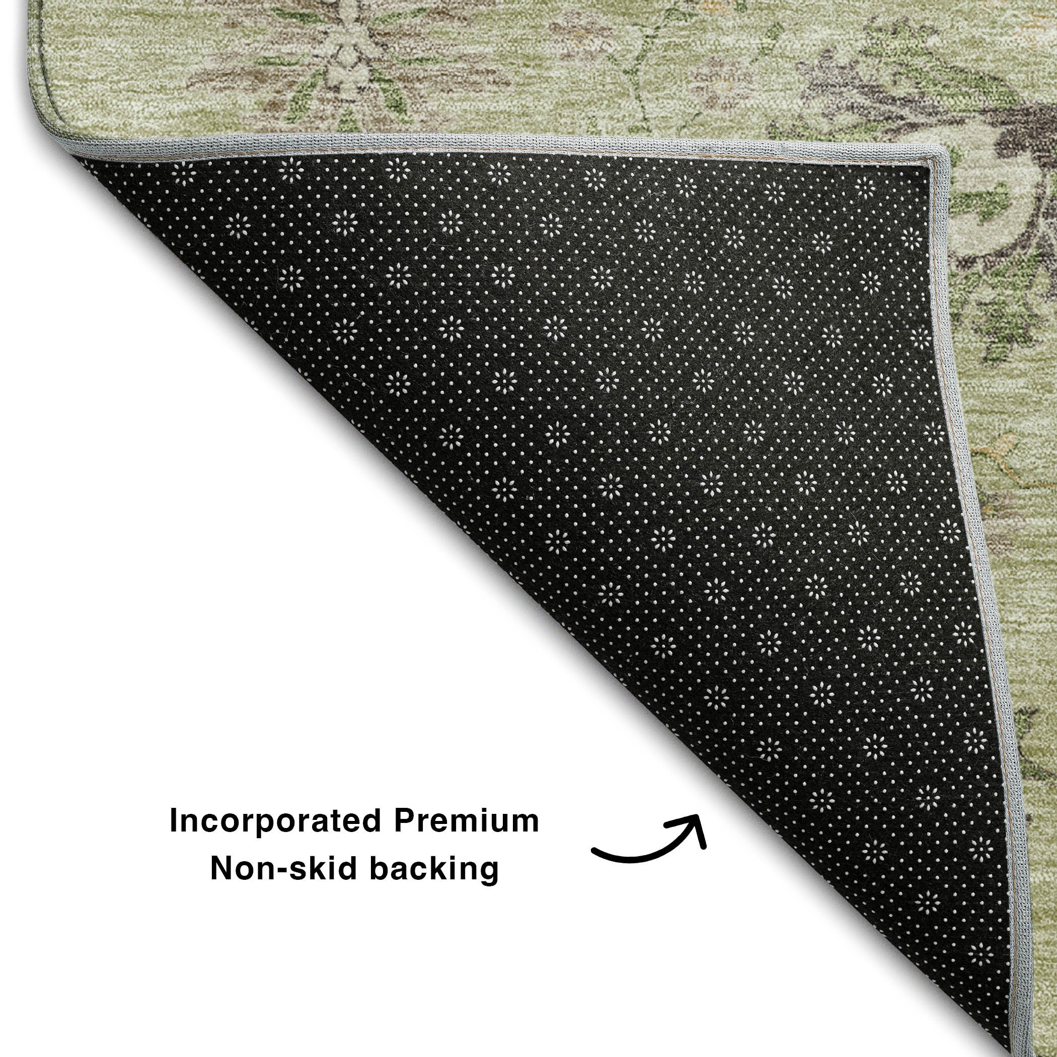 10' X 14' Artichoke Green Gold And Beige Floral Washable Area Rug With UV Protection - Home & Garden