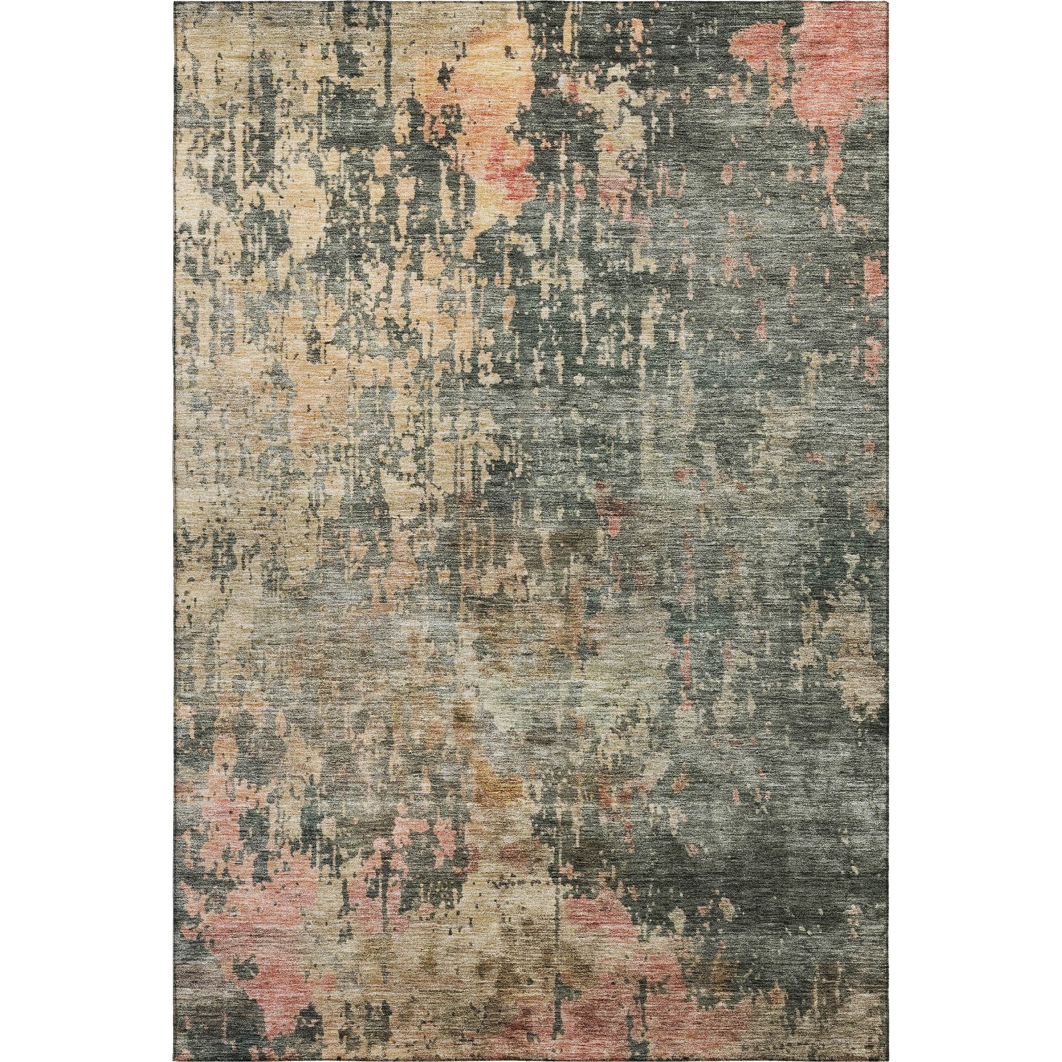 10' X 14' Sage And Beige Abstract Washable Area Rug With UV Protection - Home & Garden