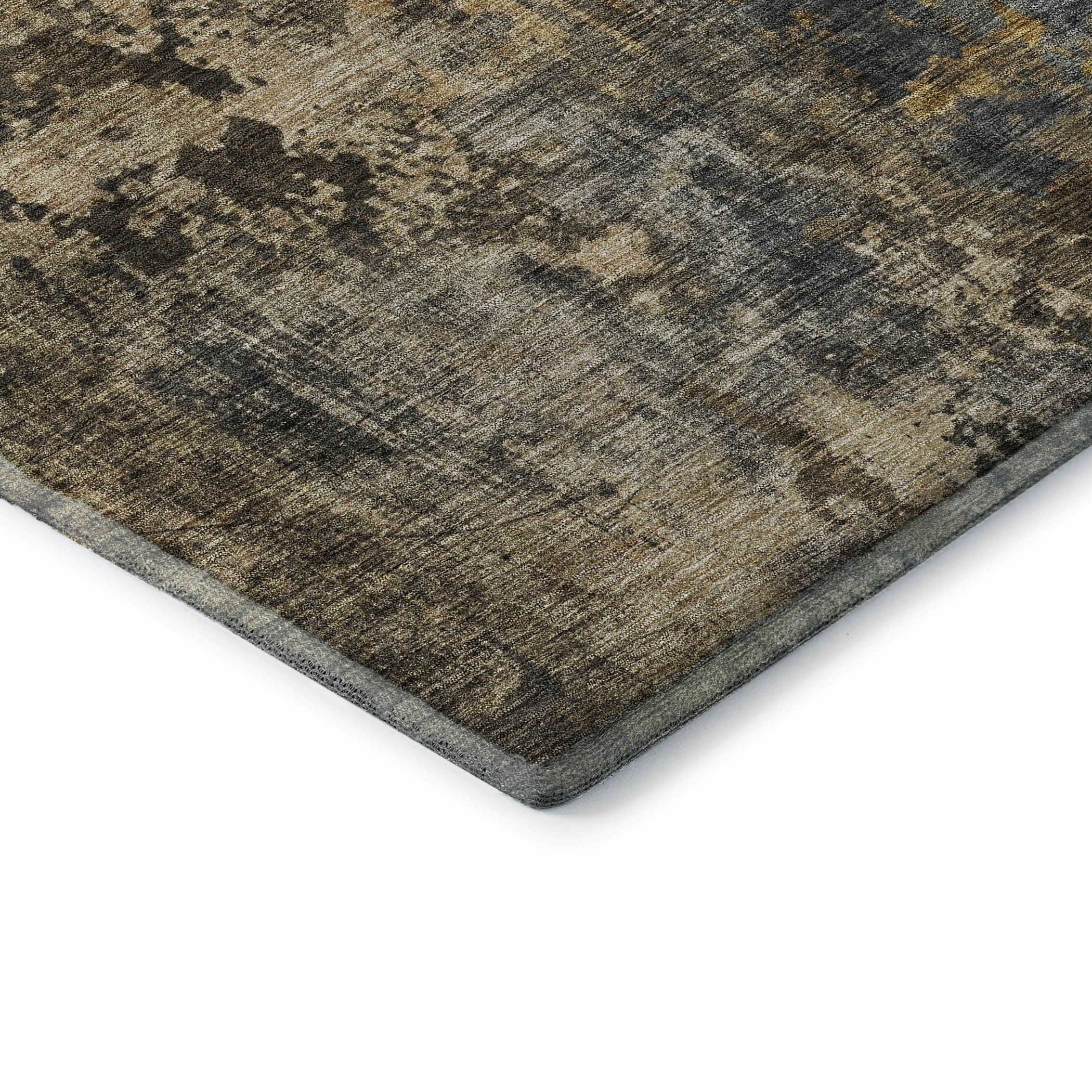 10' X 14' Gray Teal And Gold Striped Washable Area Rug With UV Protection - Home & Garden