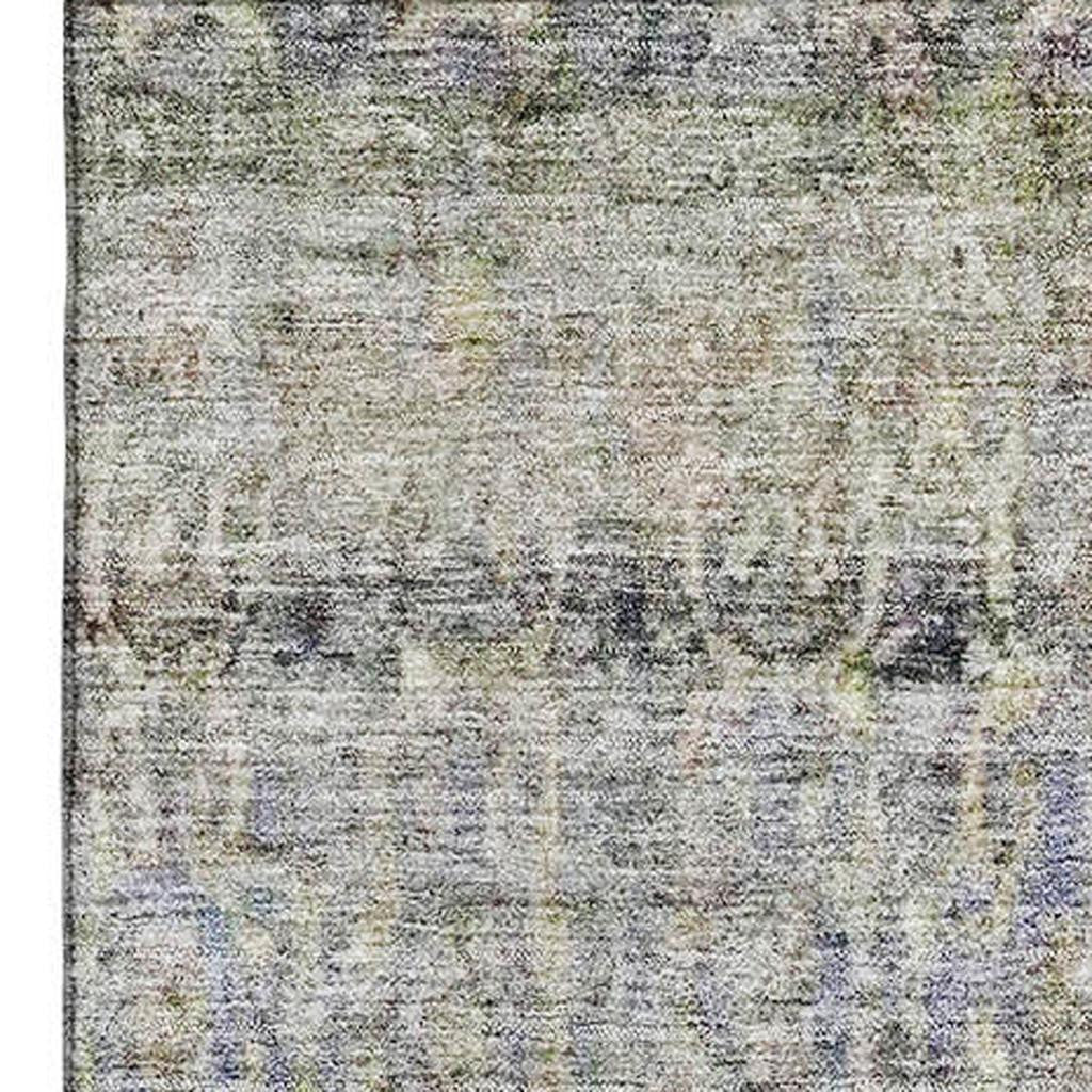 10' X 14' Aqua Gold And Gray Abstract Washable Area Rug With UV Protection - Home & Garden