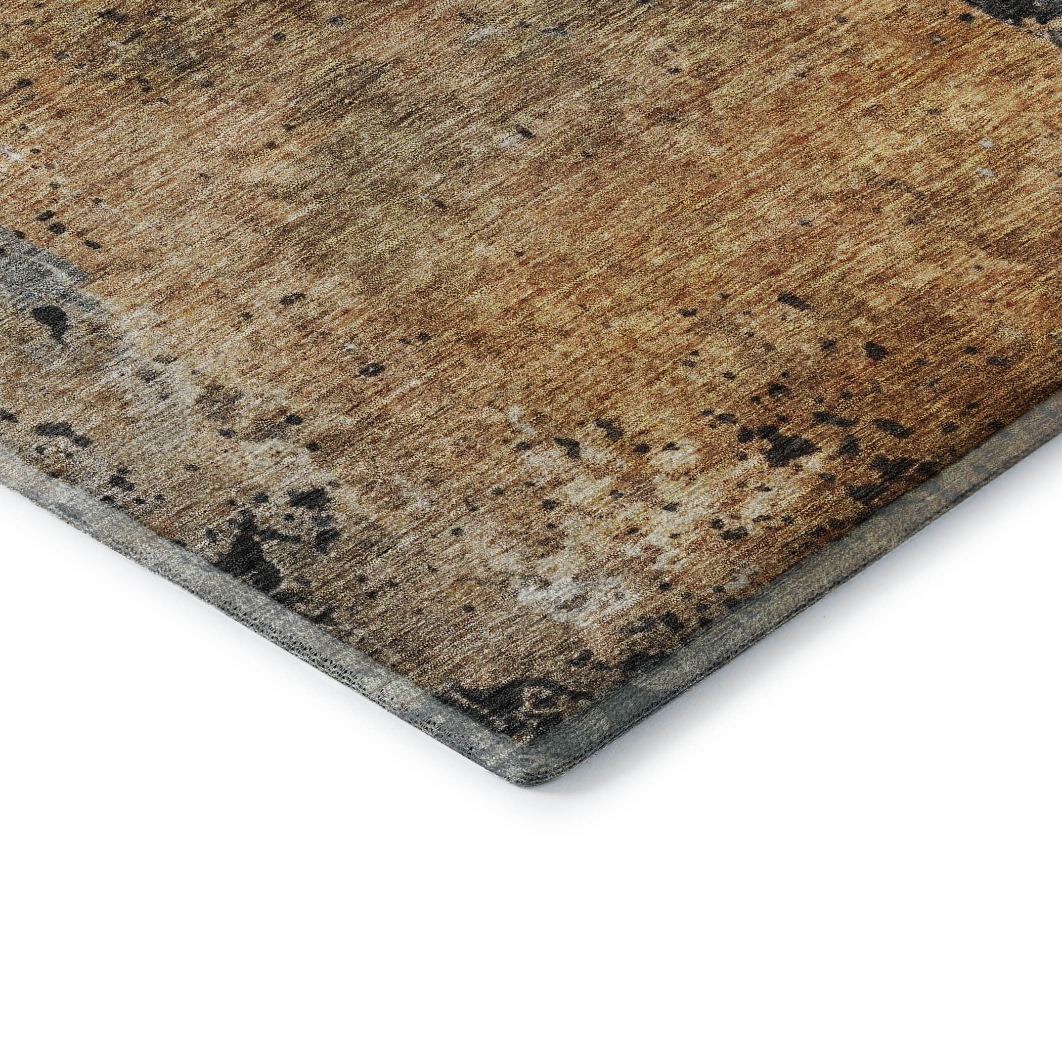 8' Copper Beige And Gray Abstract Washable Round Rug With UV Protection - Home & Garden