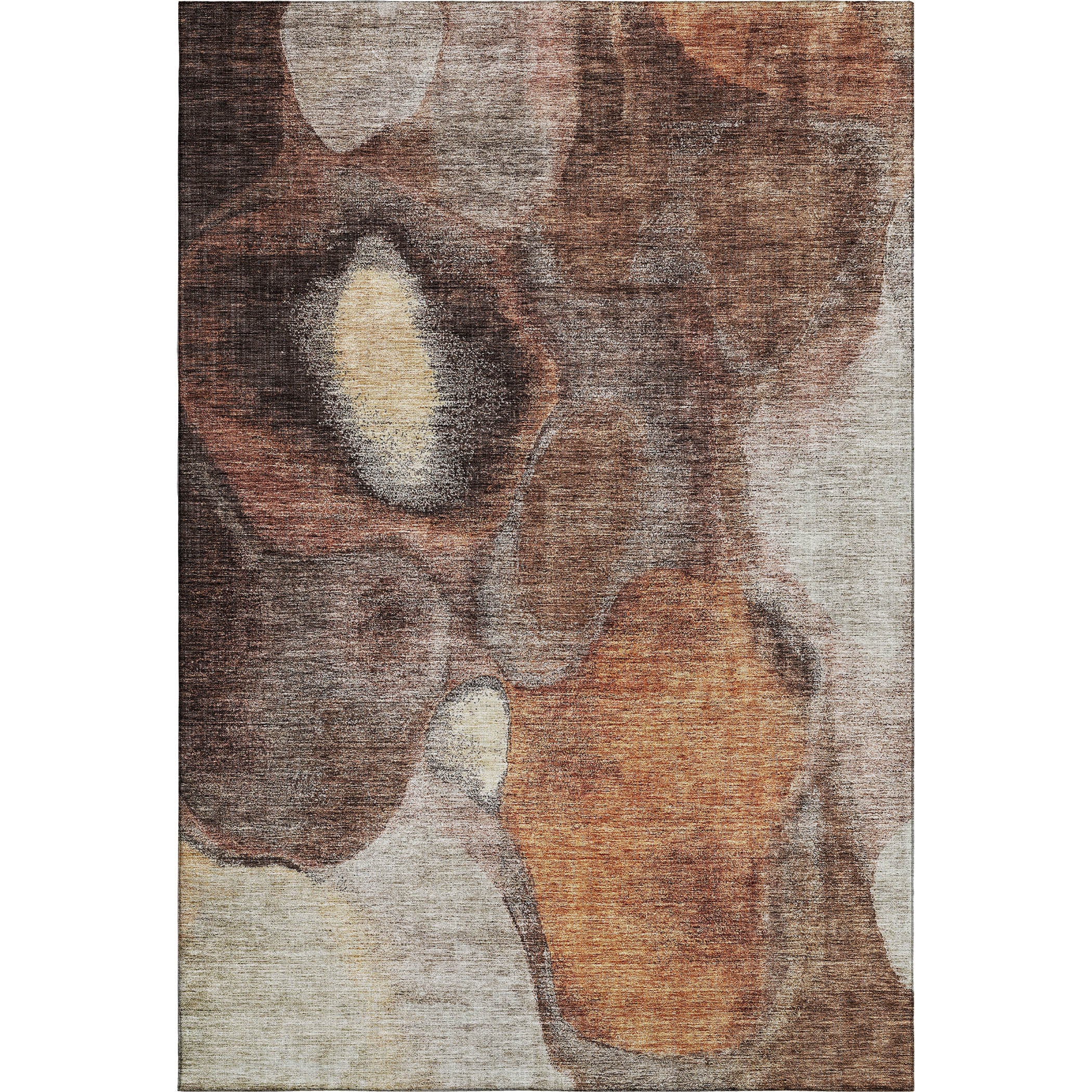 10' X 14' Coffee Beige And Copper Abstract Washable Area Rug With UV Protection - Home & Garden