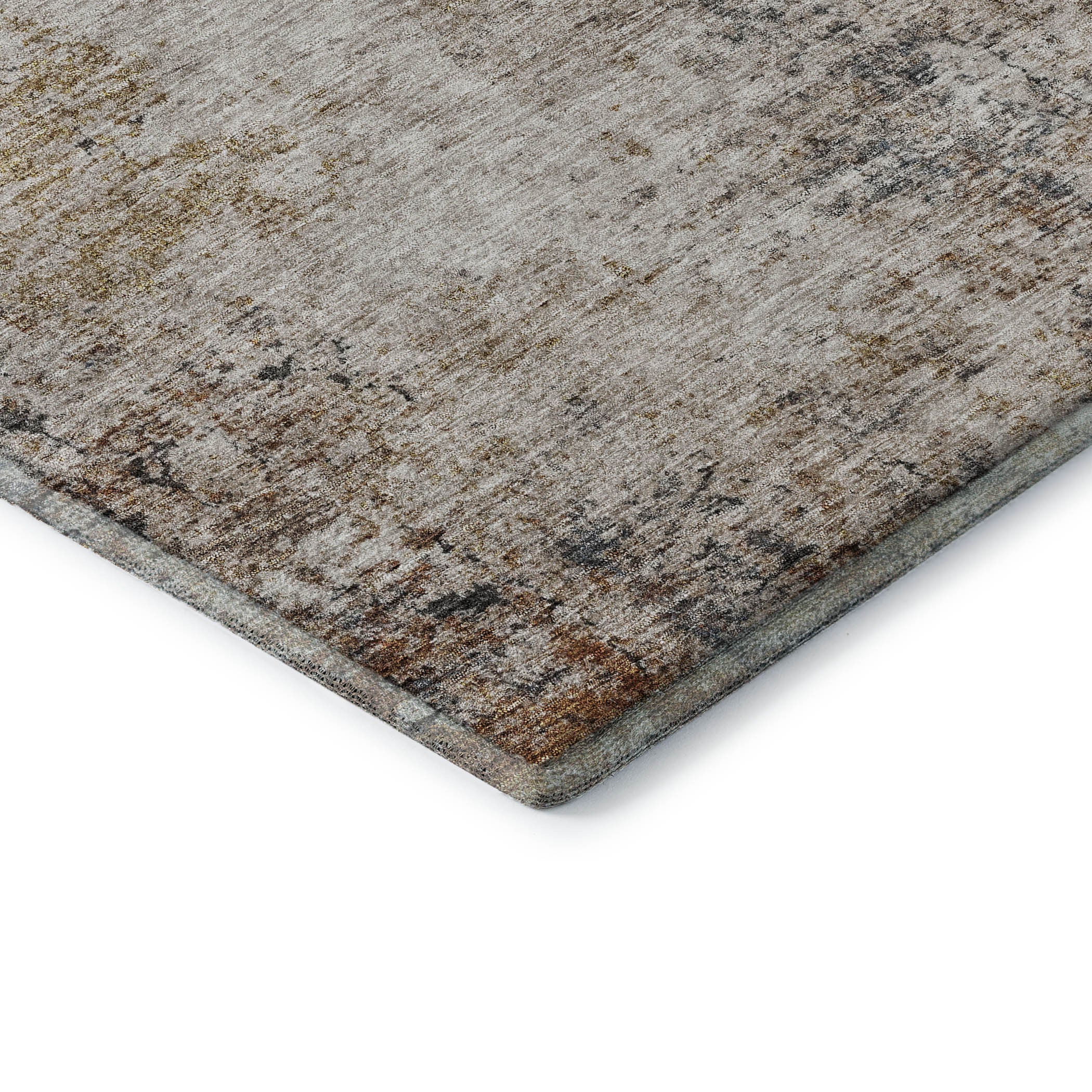 8' X 10' Beige Gray And Copper Abstract Washable Area Rug With UV Protection - Home & Garden