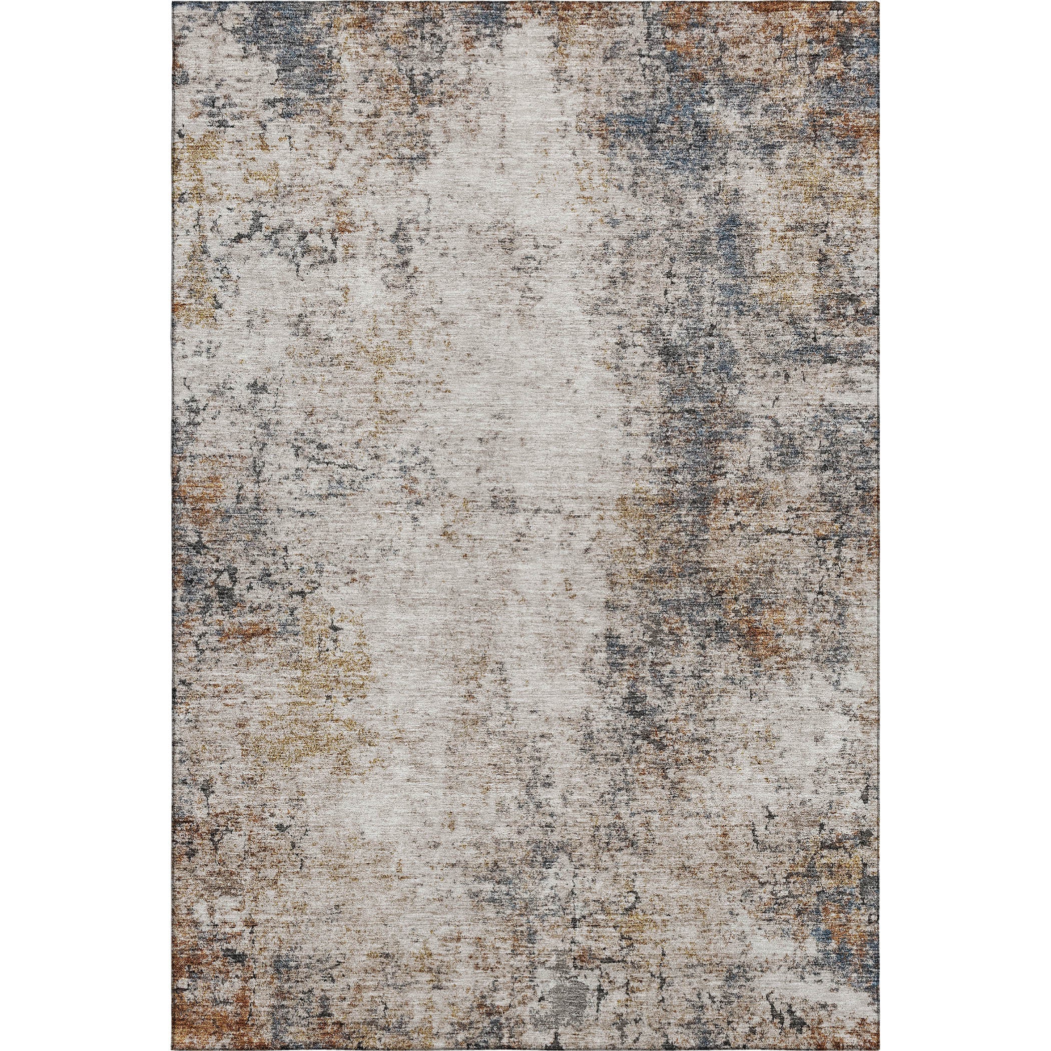 8' X 10' Beige Gray And Copper Abstract Washable Area Rug With UV Protection - Home & Garden
