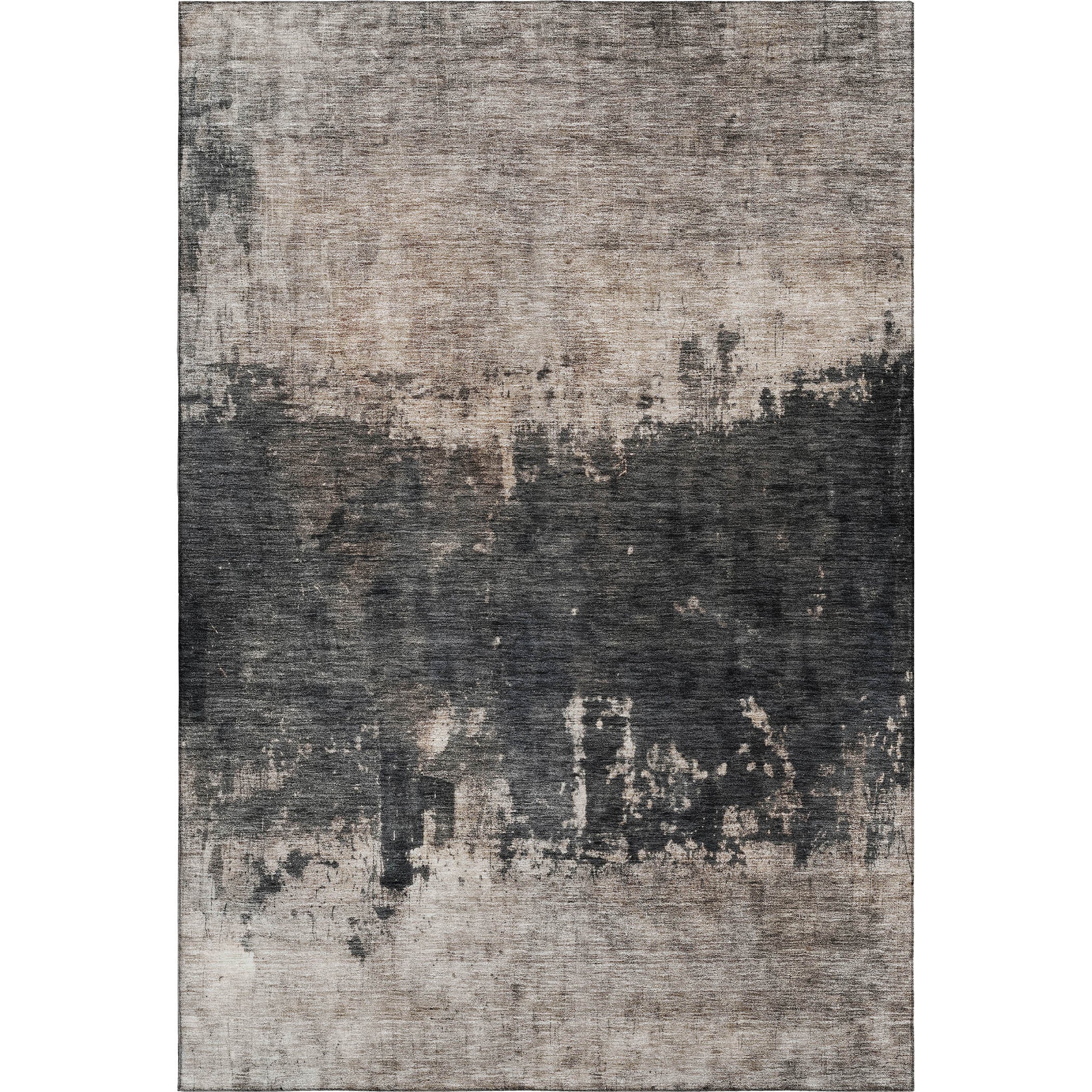5' X 8' Taupe Beige And Gray Abstract Washable Area Rug With UV Protection - Home & Garden