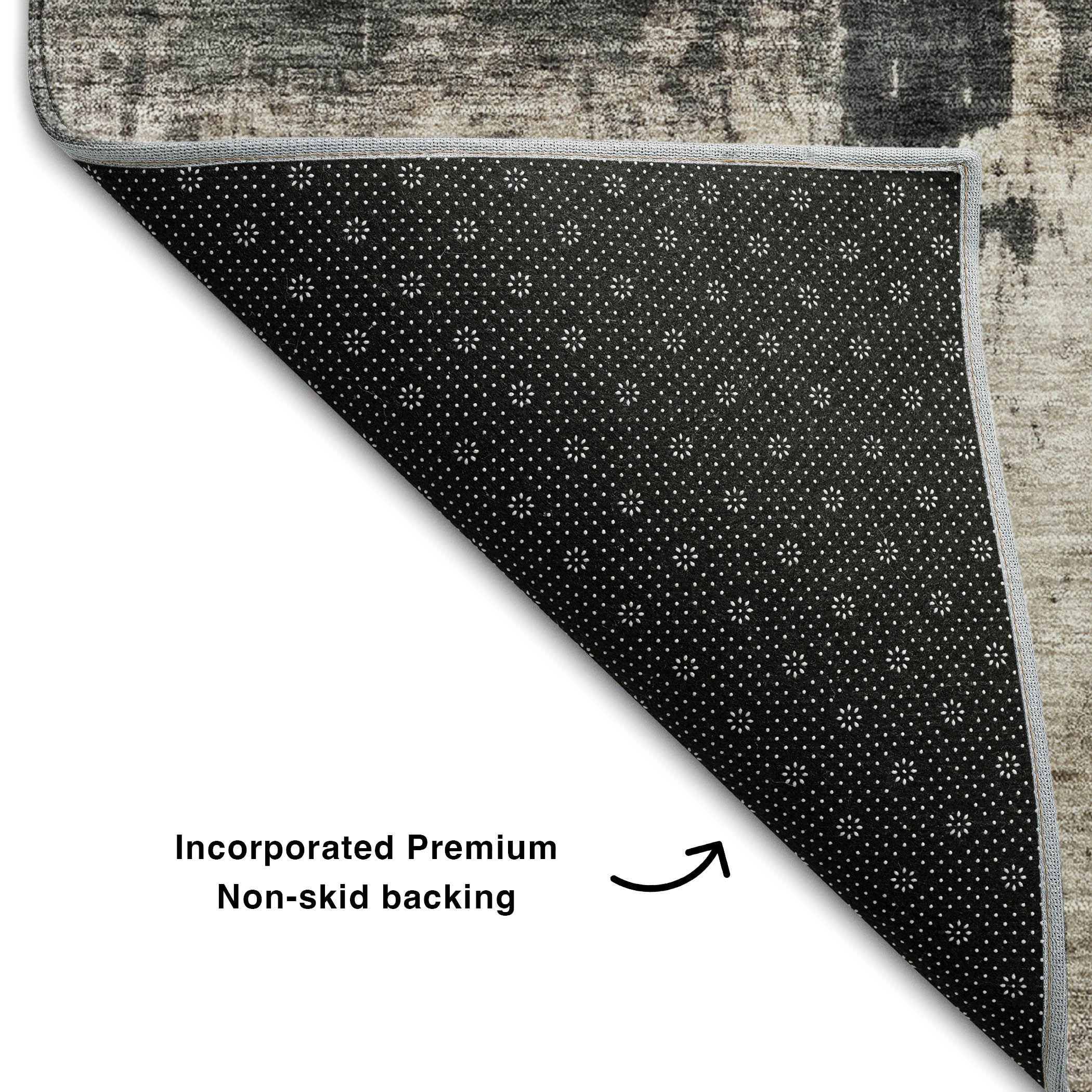 5' X 8' Taupe Beige And Gray Abstract Washable Area Rug With UV Protection - Home & Garden