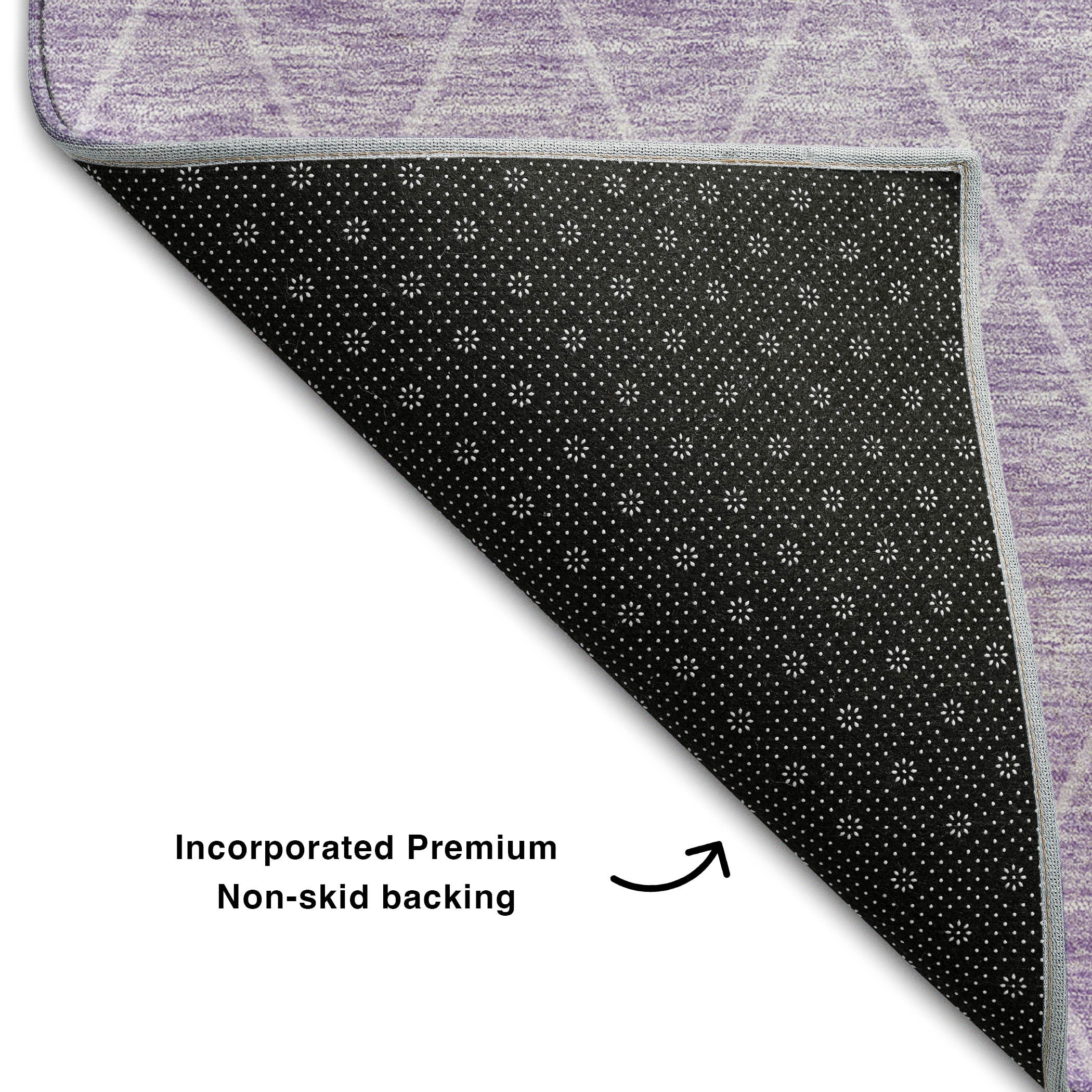 5' X 8' Lavender And Ivory Geometric Washable Area Rug With UV Protection - Home & Garden