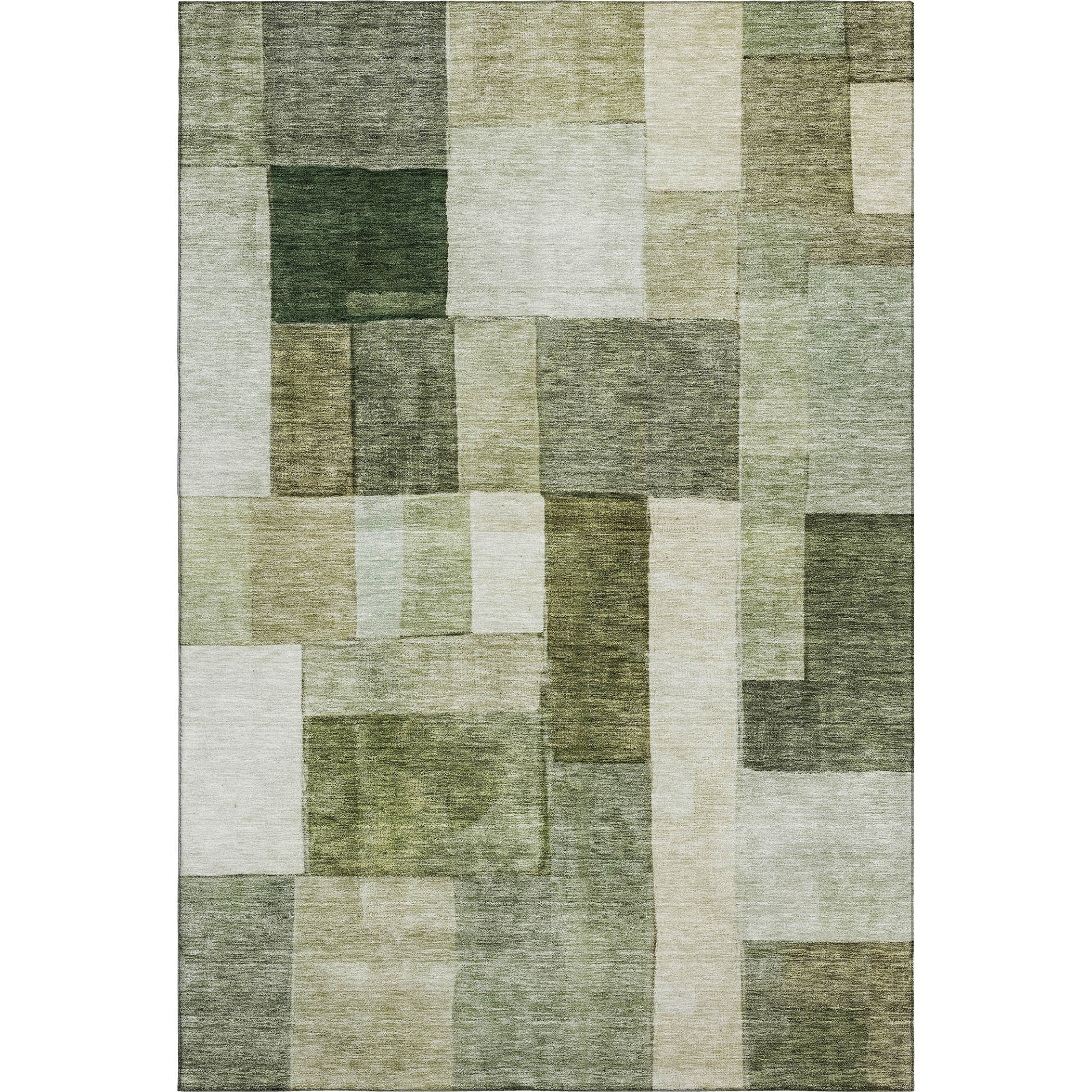 5' X 8' Sage Beige And Gray Geometric Washable Area Rug With UV Protection - Home & Garden