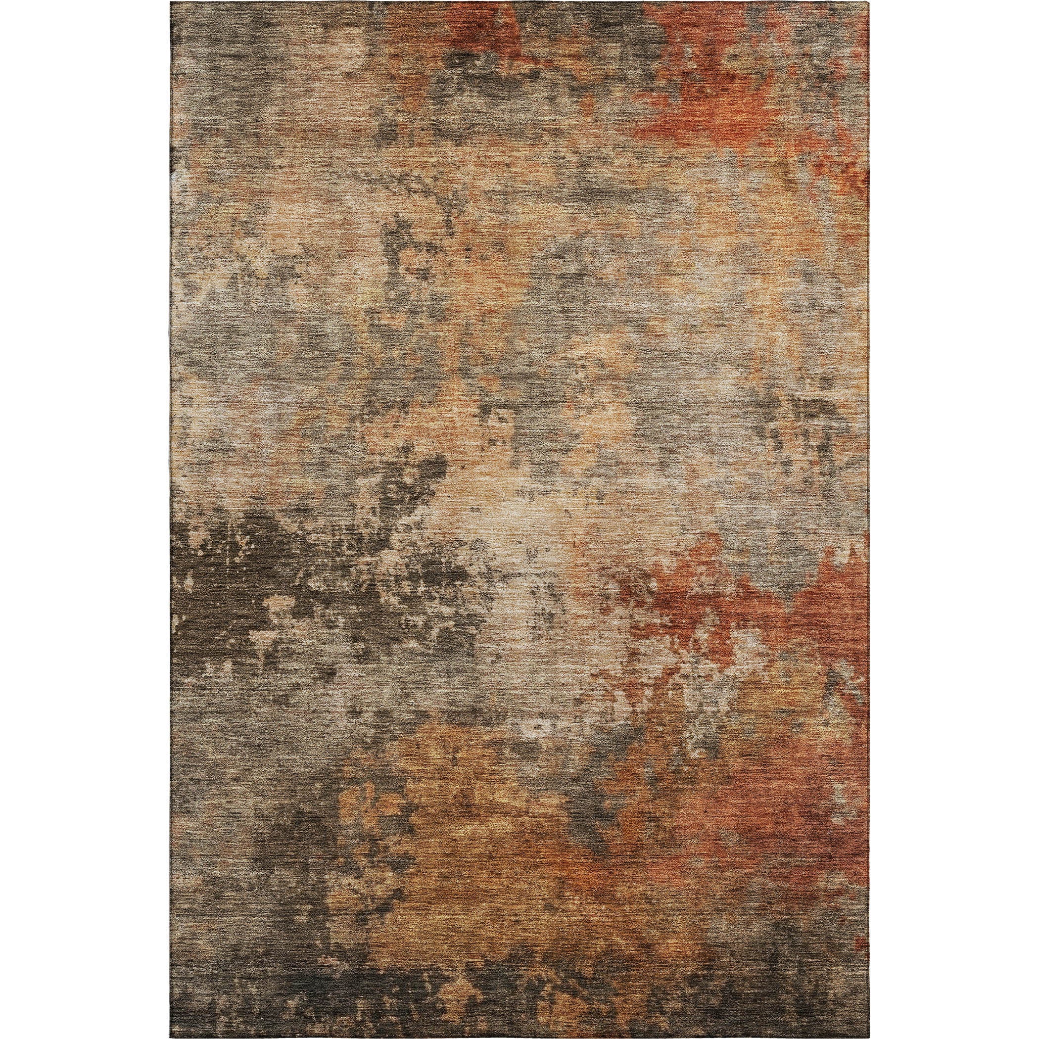 10' X 14' Khaki Red And Charcoal Abstract Washable Area Rug With UV Protection - Home & Garden