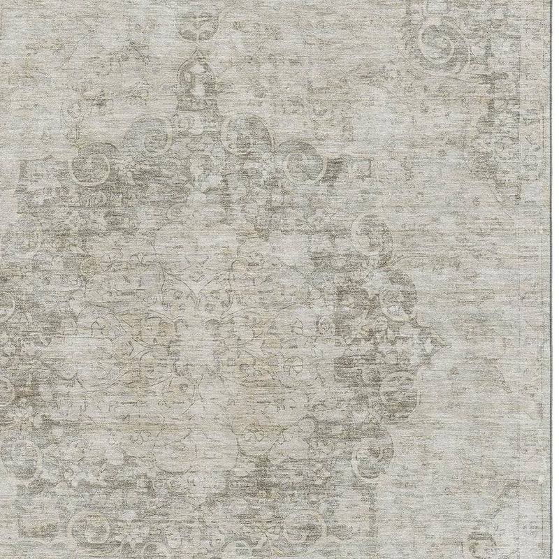 5' X 8' Beige And Taupe Oriental Washable Area Rug With UV Protection - Home & Garden