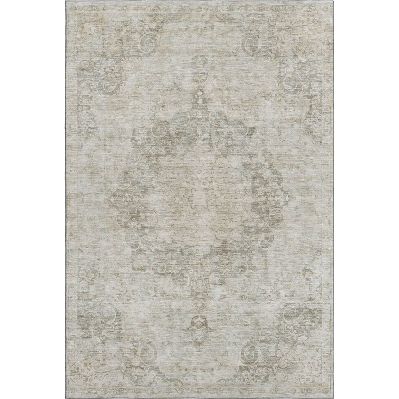 5' X 8' Beige And Taupe Oriental Washable Area Rug With UV Protection - Home & Garden