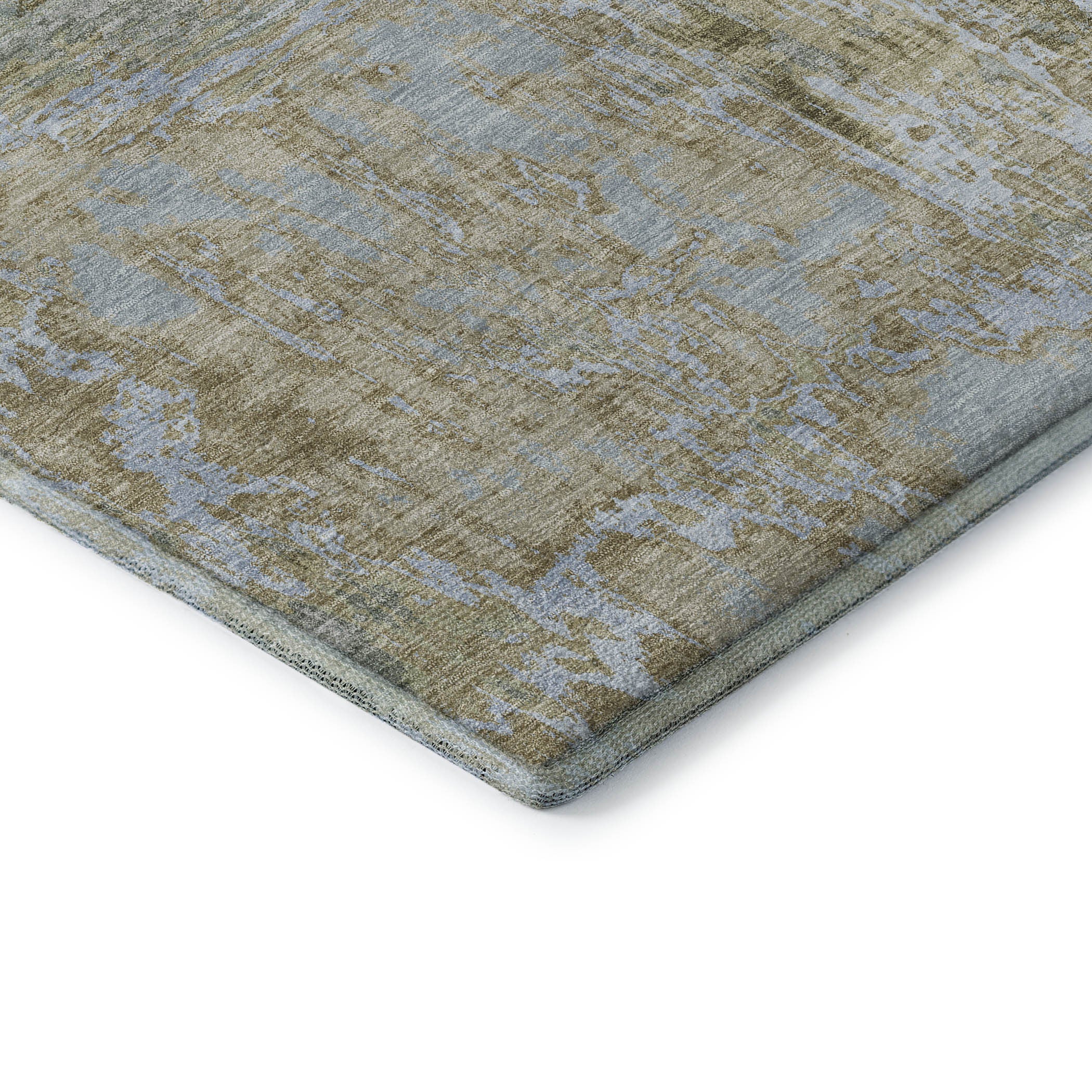 10' X 14' Khaki And Silver Abstract Washable Area Rug With UV Protection - Home & Garden