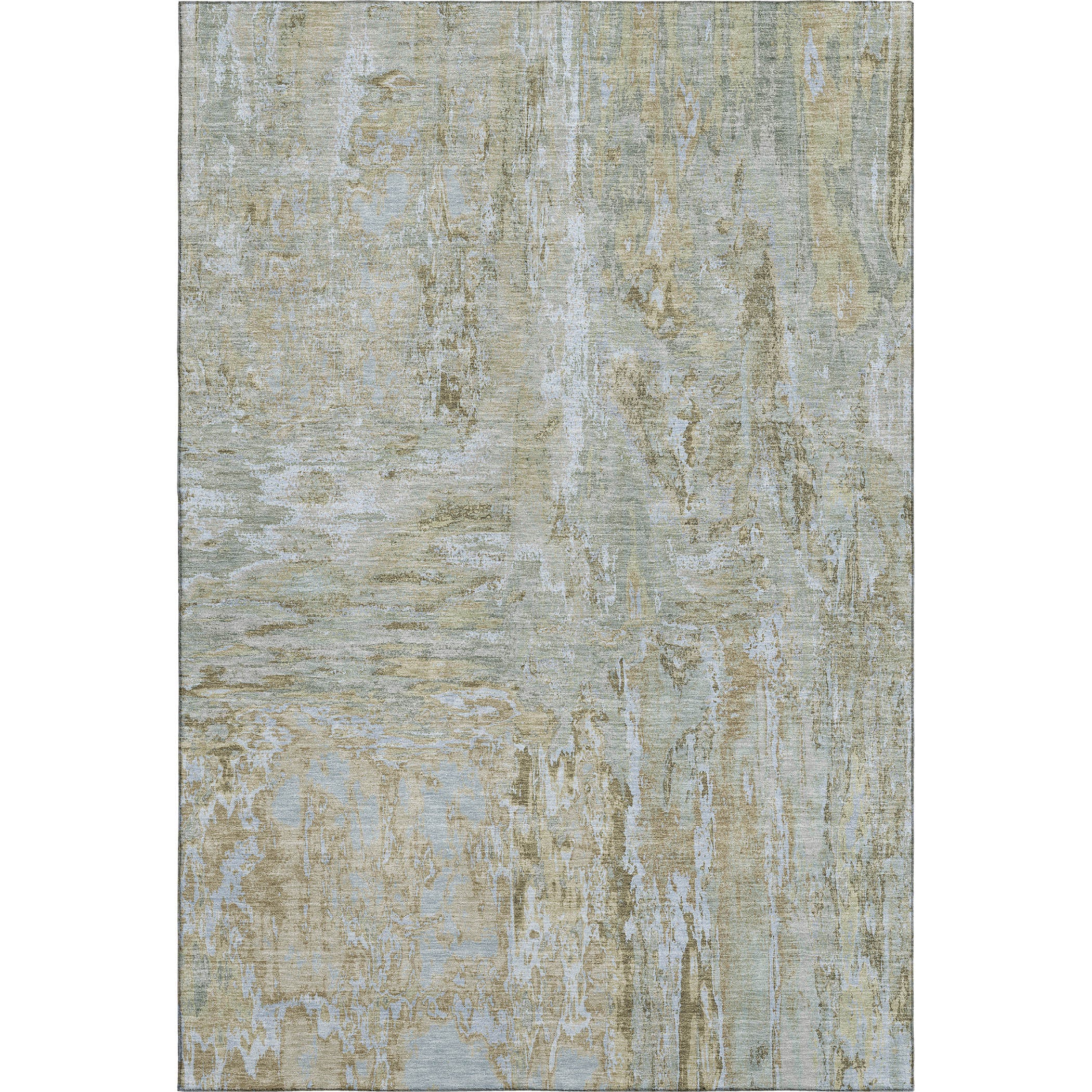 10' X 14' Khaki And Silver Abstract Washable Area Rug With UV Protection - Home & Garden