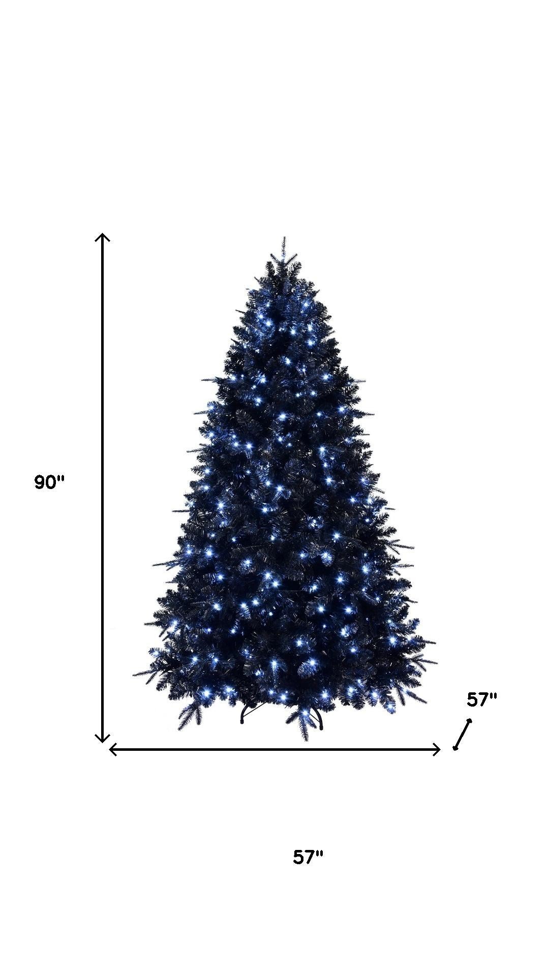 7.5' Black Pre Lit Full Spruce Christmas Tree - Home & Garden