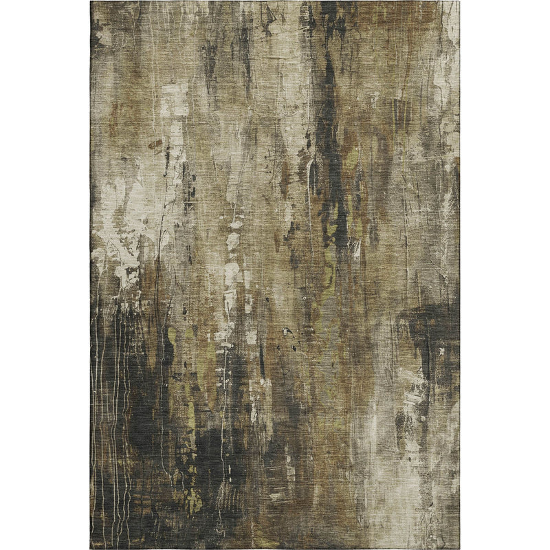 5' X 8' Beige Charcoal And Ivory Abstract Washable Area Rug With UV Protection - Home & Garden