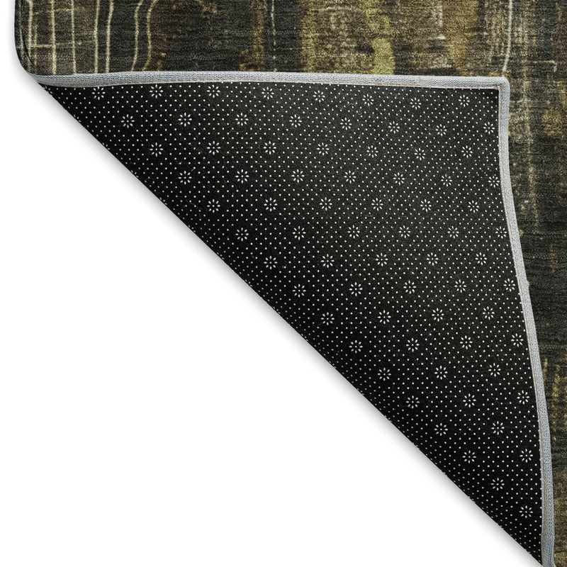 5' X 8' Beige Charcoal And Ivory Abstract Washable Area Rug With UV Protection - Home & Garden