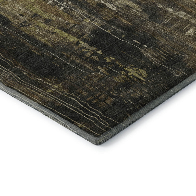 5' X 8' Beige Charcoal And Ivory Abstract Washable Area Rug With UV Protection - Home & Garden