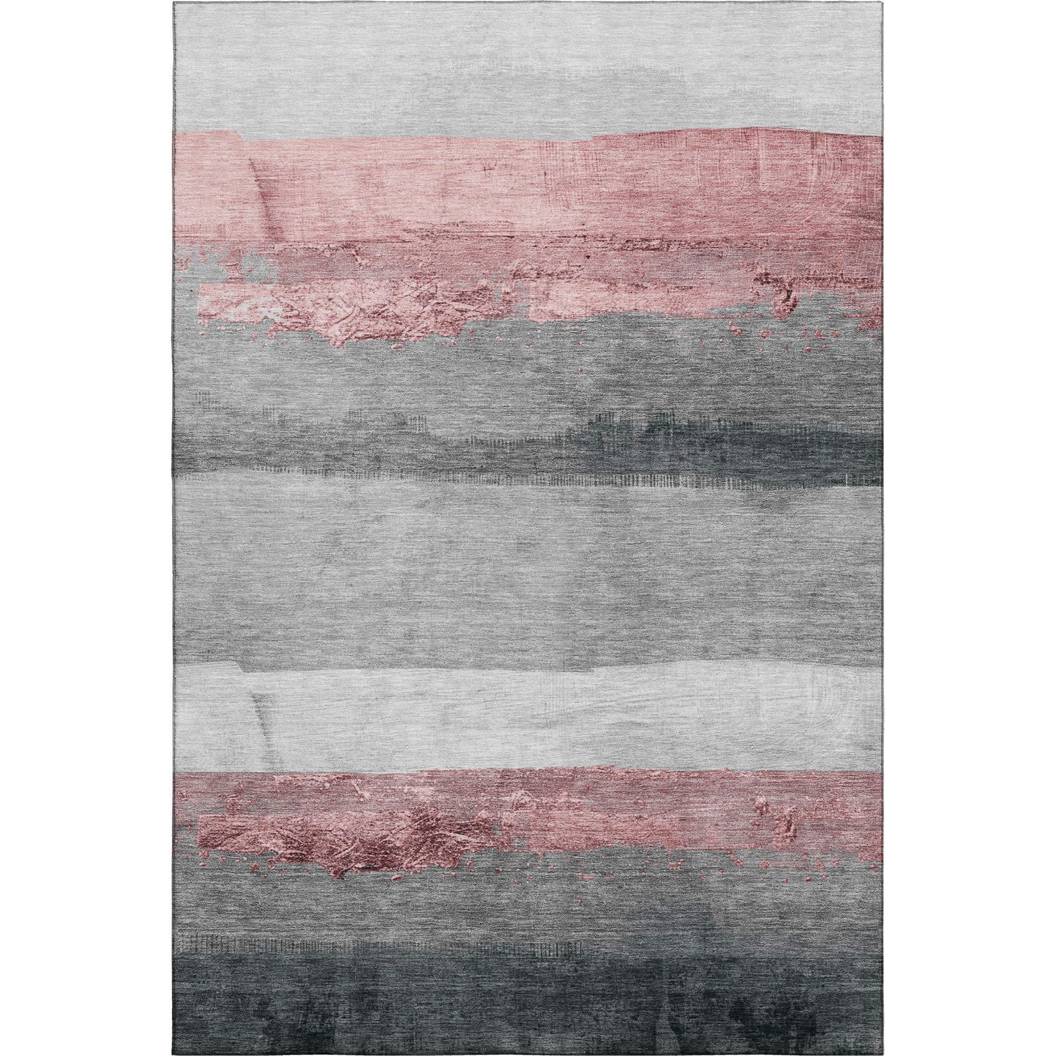 10' X 14' Blush And Gray Striped Washable Area Rug With UV Protection - Home & Garden