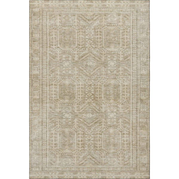 5' X 8' Beige And Taupe Geometric Washable Area Rug With UV Protection - Home & Garden