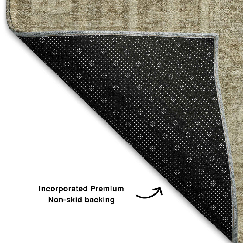 5' X 8' Beige And Taupe Geometric Washable Area Rug With UV Protection - Home & Garden