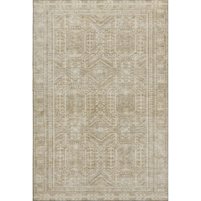 5' X 8' Beige And Taupe Geometric Washable Area Rug With UV Protection - Home & Garden