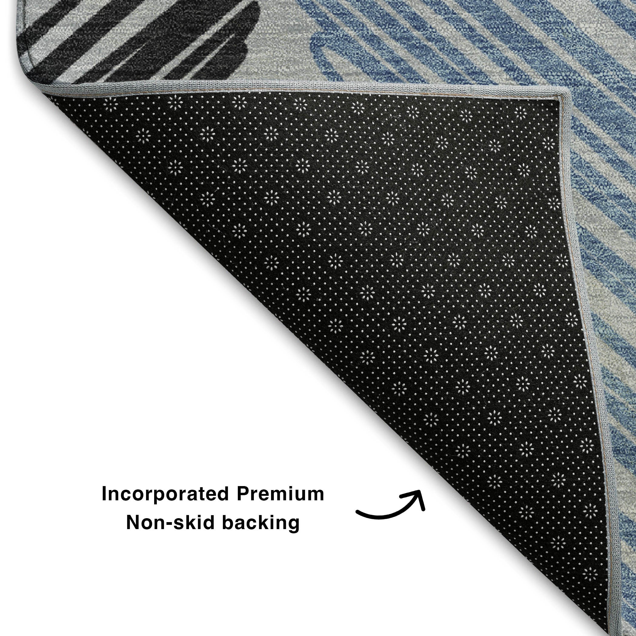 10' X 14' Blue Ivory And Gray Geometric Washable Area Rug With UV Protection - Home & Garden