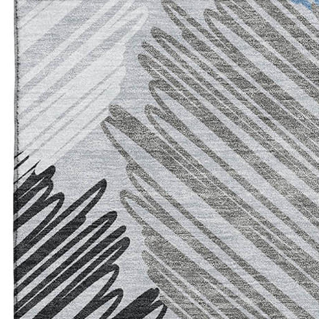 10' X 14' Blue Ivory And Gray Geometric Washable Area Rug With UV Protection - Home & Garden
