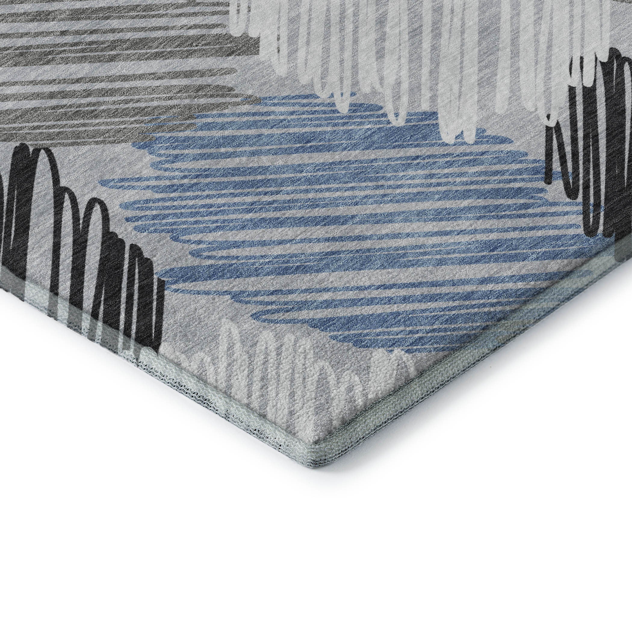 10' X 14' Blue Ivory And Gray Geometric Washable Area Rug With UV Protection - Home & Garden