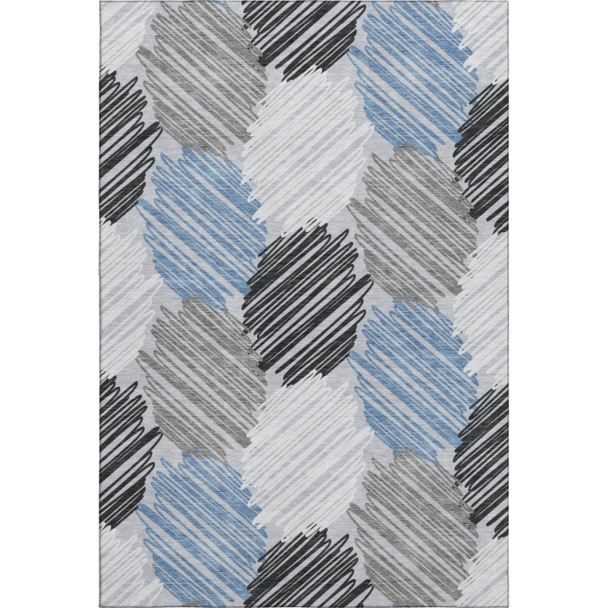 10' X 14' Blue Ivory And Gray Geometric Washable Area Rug With UV Protection - Home & Garden