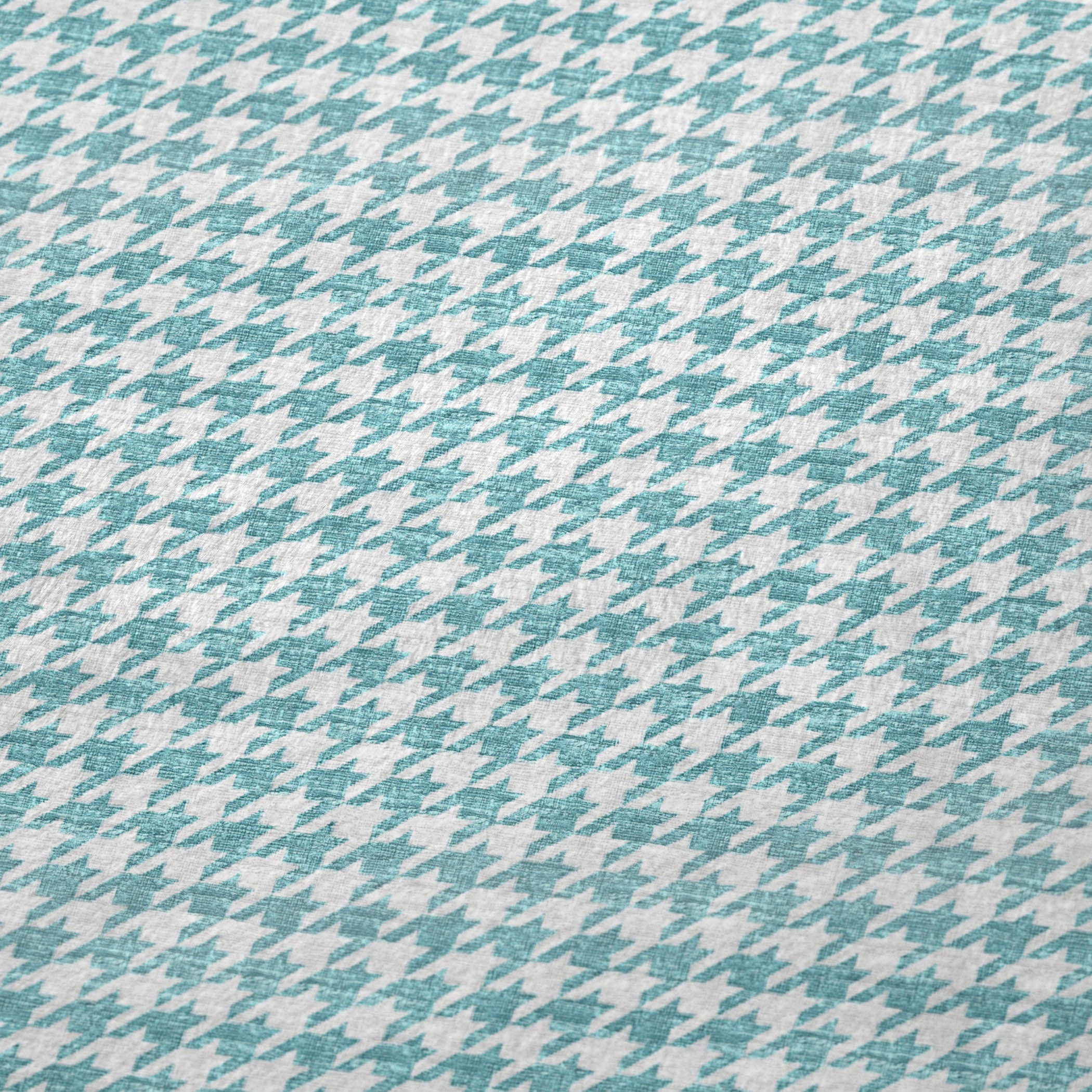 50" X 70" Aqua And White Microfiber Houndstooth Plush Throw Blanket - Home & Garden