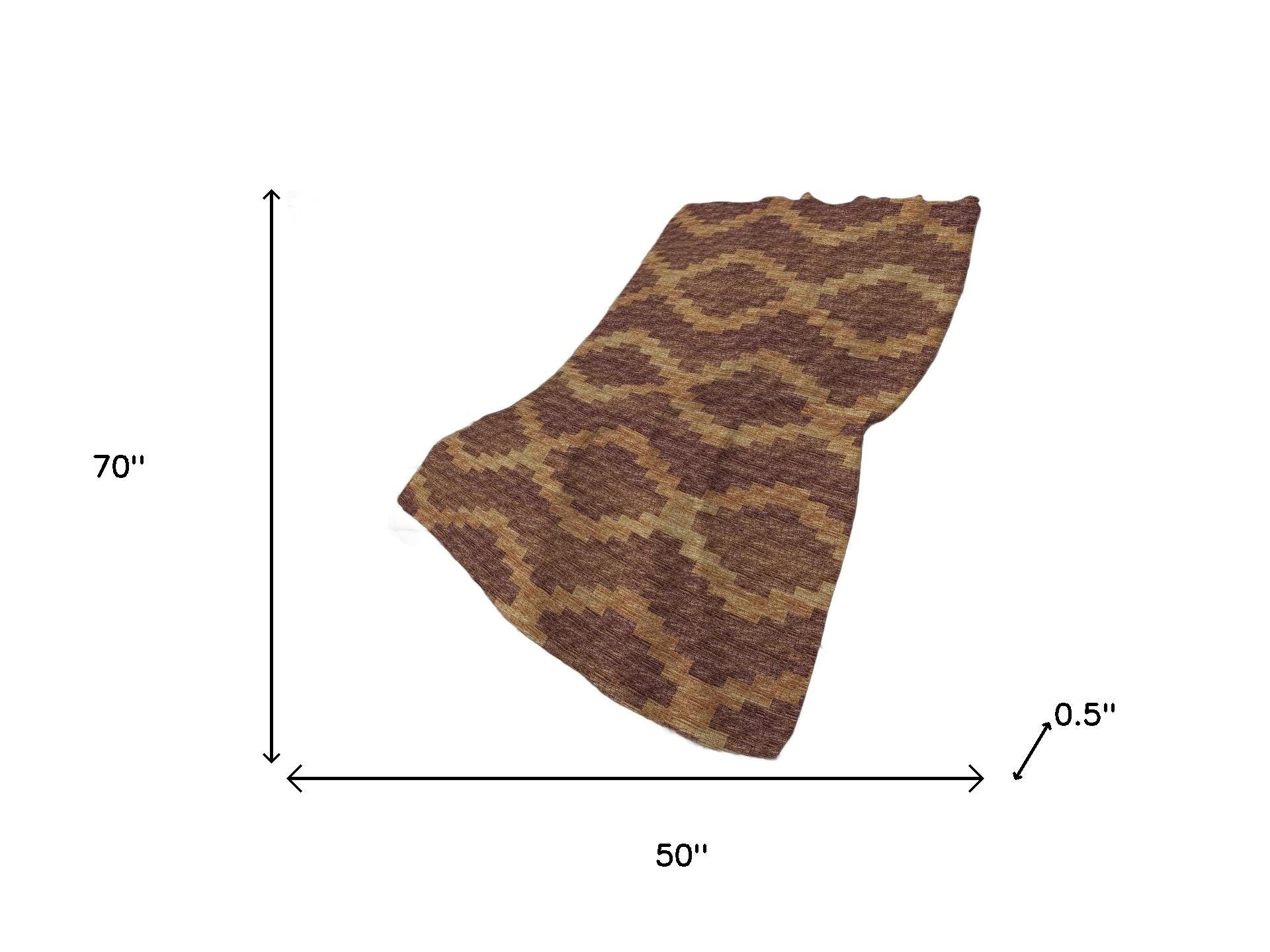50" X 70" Rust And Gold Geometric Plush Throw Blanket - Home & Garden