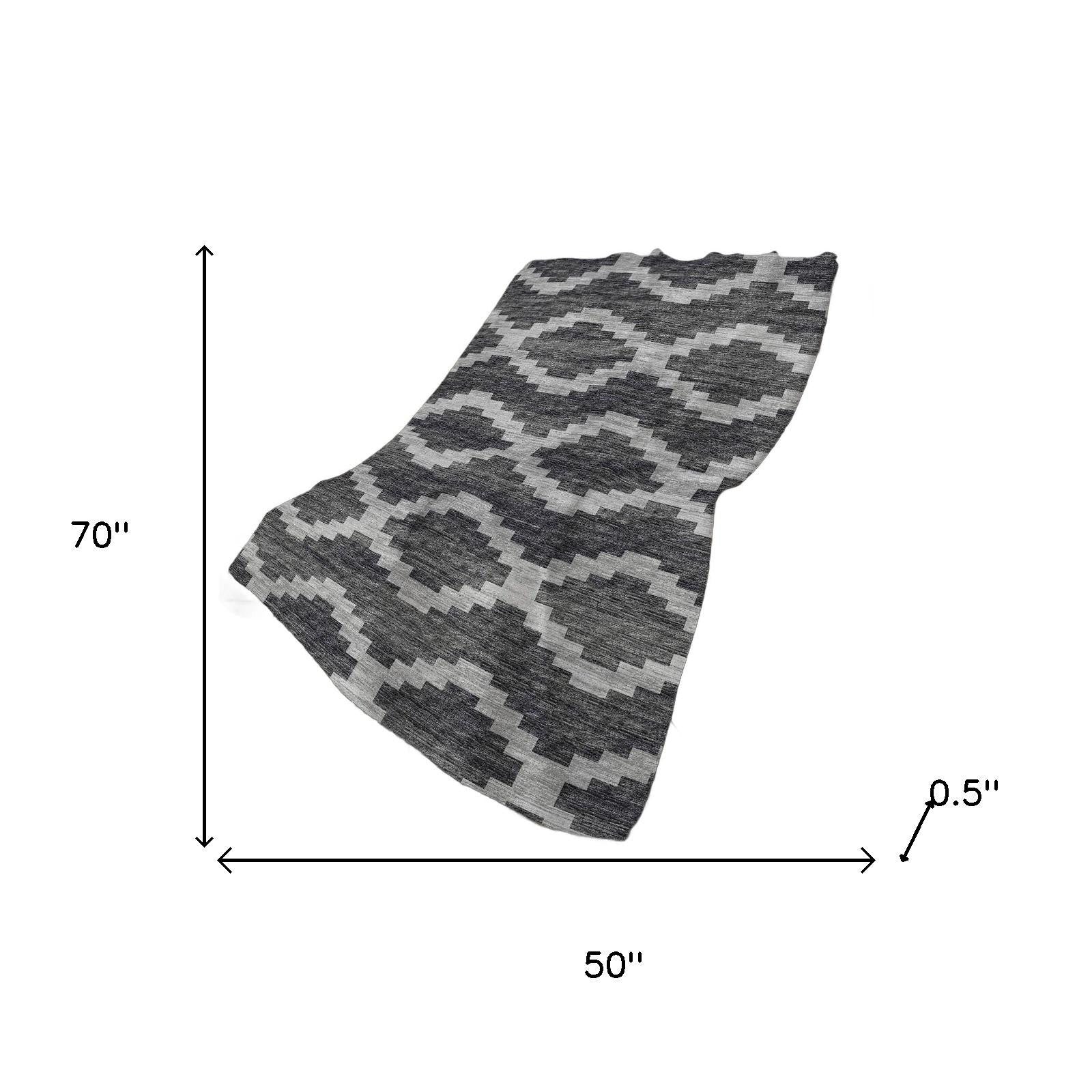 50" X 70" Gray And Charcoal Geometric Plush Throw Blanket - Home & Garden
