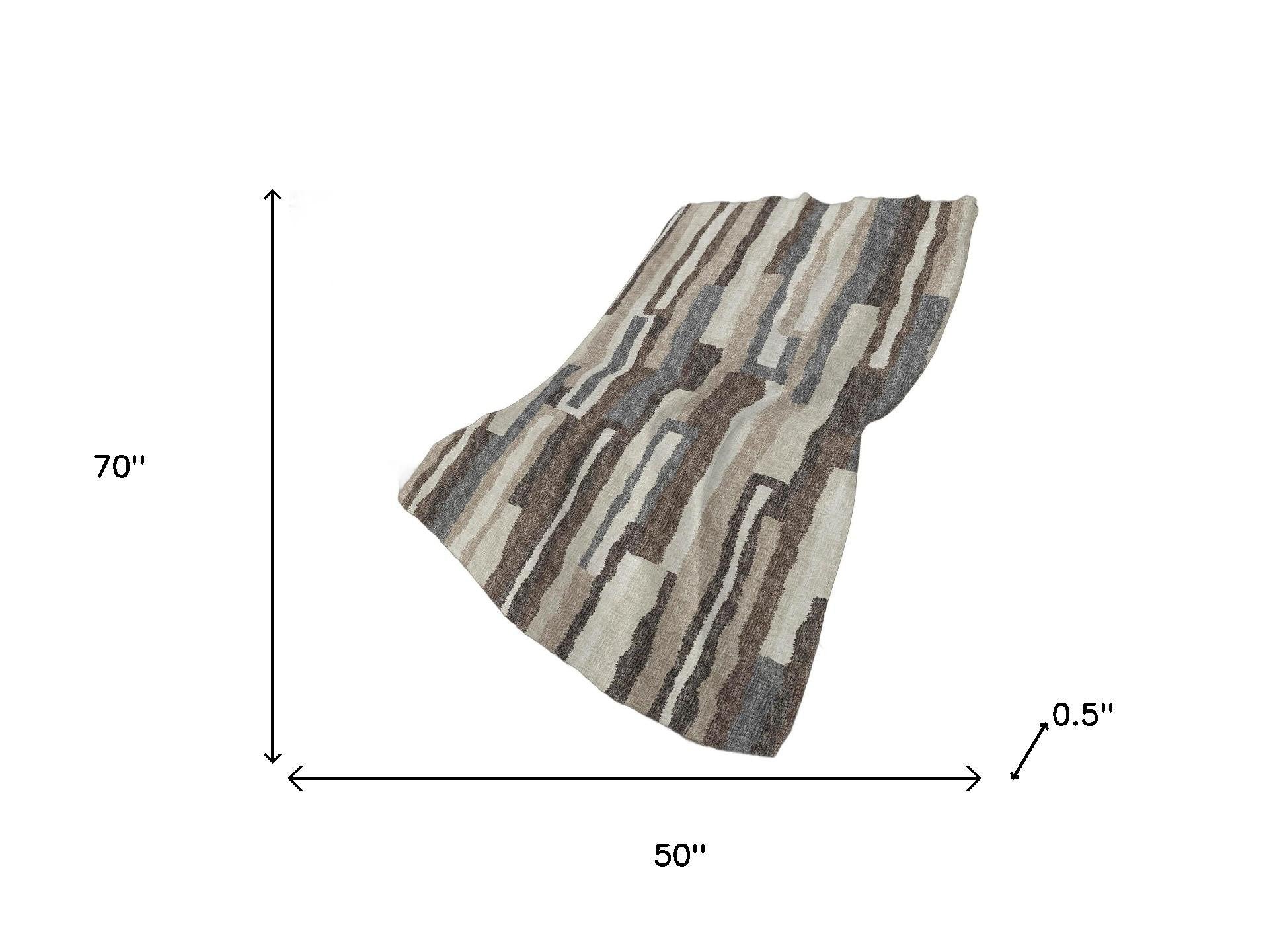 50" X 70" Chocolate And Gray Abstract Plush Throw Blanket - Home & Garden