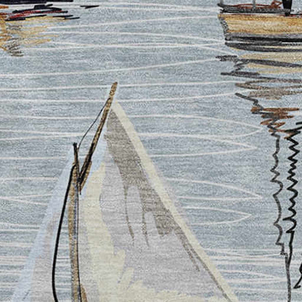 50" X 70" Beige Ivory And Sky Blue Sailboat Microfiber Plush Throw Blanket - Home & Garden
